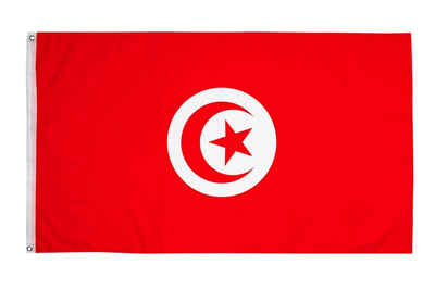 PHENO FLAGS Flagge Tunesien Flagge 90 x 150 cm Tunesische Fahne (Hissflagge für Fahnenmast), Inkl. 2 Messing Ösen