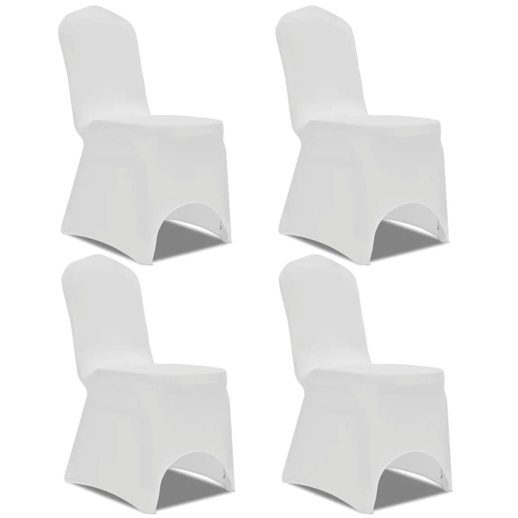 Hussen-Set Stretch Stuhlbezug Stück Weiß, vidaXL 4