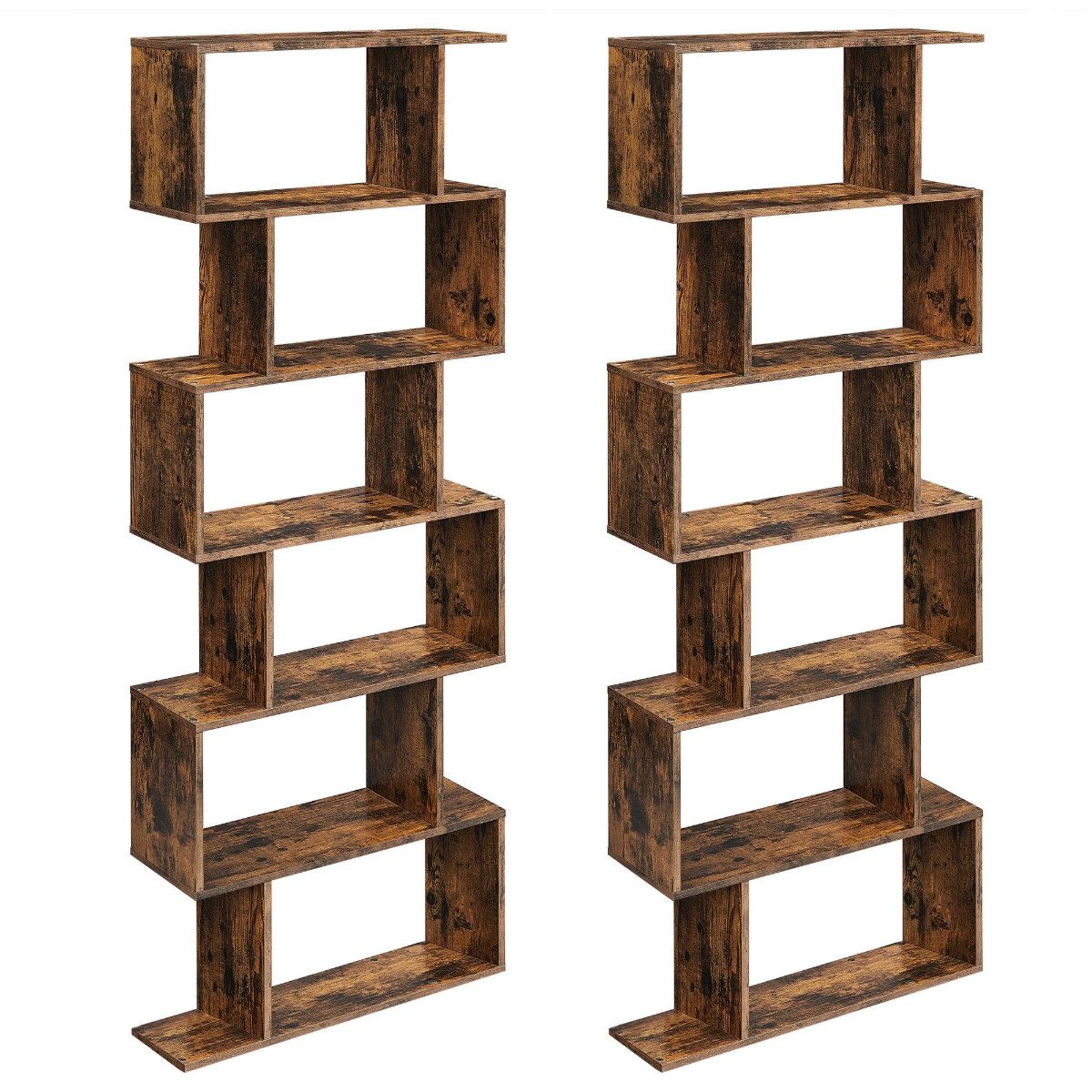 VASAGLE Bücherregal, 2-tlg., Standregal, Büroregal, 6 Fächer, Holzwerkstoff günstig online kaufen