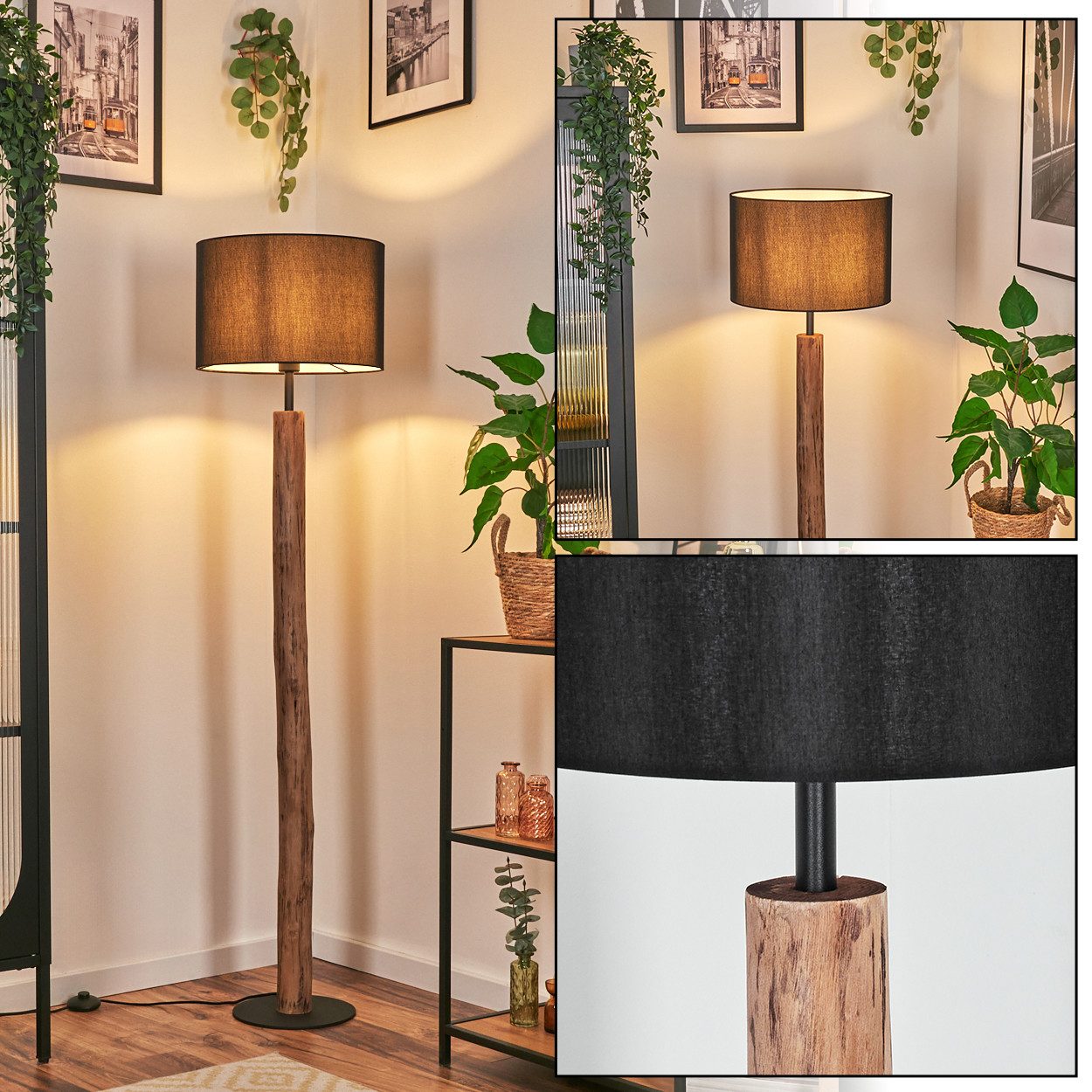 hofstein Stehlampe Stehlampe aus Metall/Eukalyptusholz im modernen Boho-Des günstig online kaufen