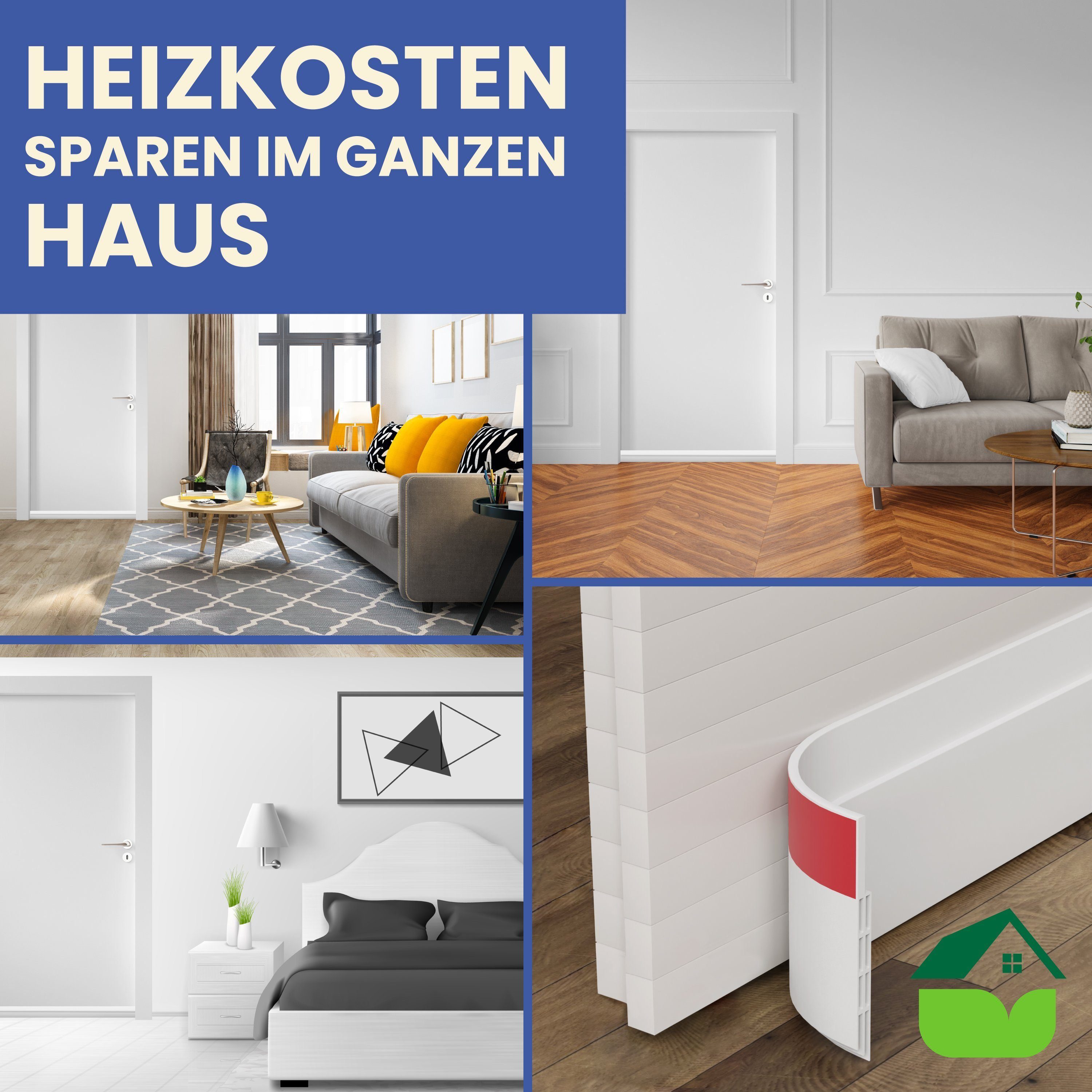 ecom delivery Zugluftstopper Zugluftstopper für Türen, selbstklebend, individuelle Länge, 5-tlg., Starker halt, rutschfest, Kälte & Lärmschutz