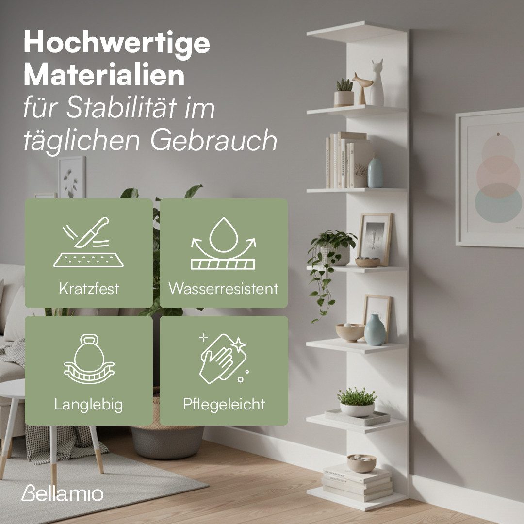Bellamio Wandregal Ems mit 6 Fächern in weiß, Schweberegal 190x28x30 cm, ho günstig online kaufen