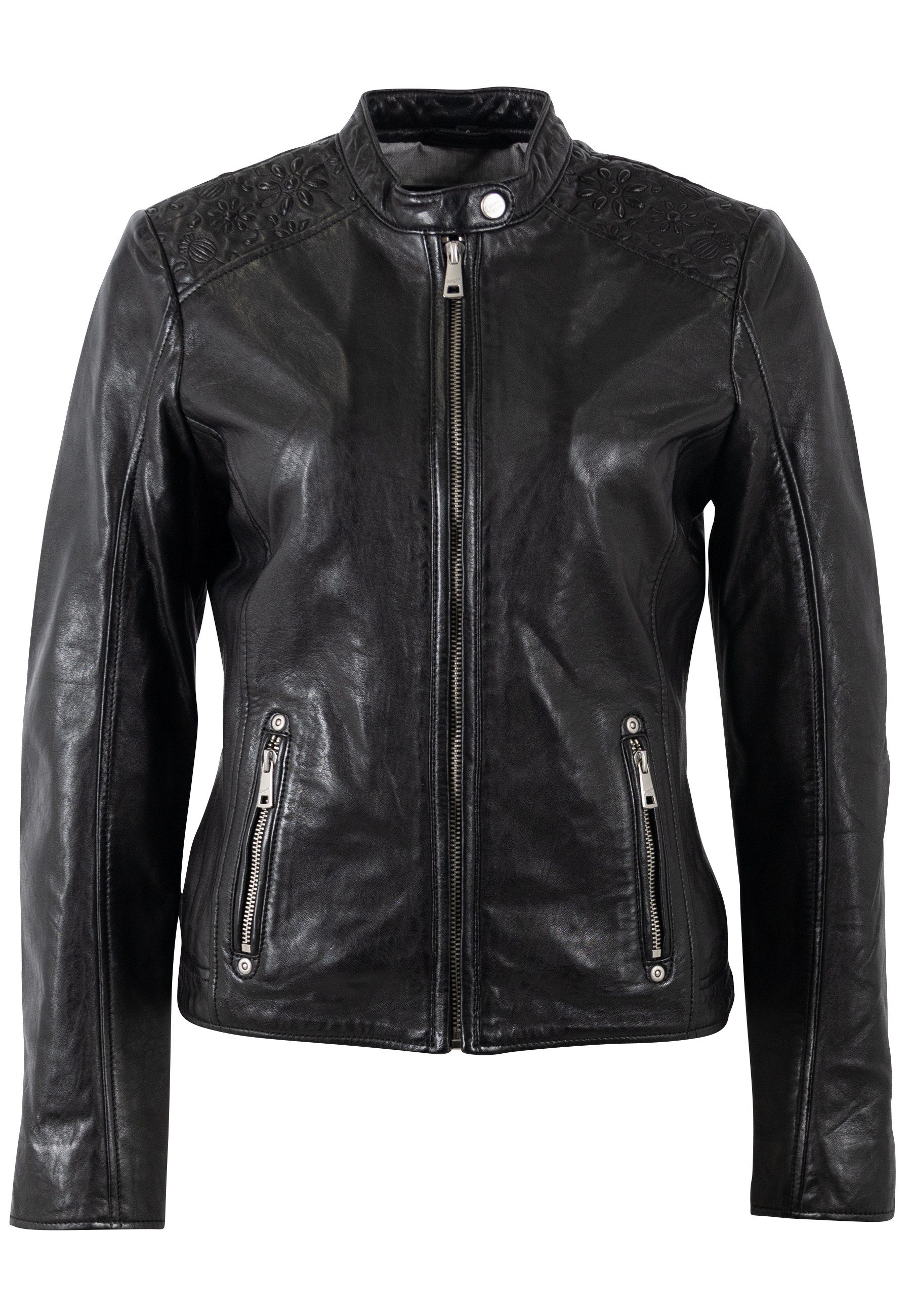 Mauritius Lederjacke MWMabou Bikerjacke mit dekorativer Schulterpartie