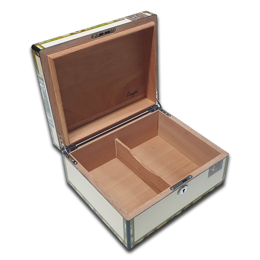 Coumo Humidor Cigarbox Design Classic, Set, Weiß., Hochglanz, Abschließbar