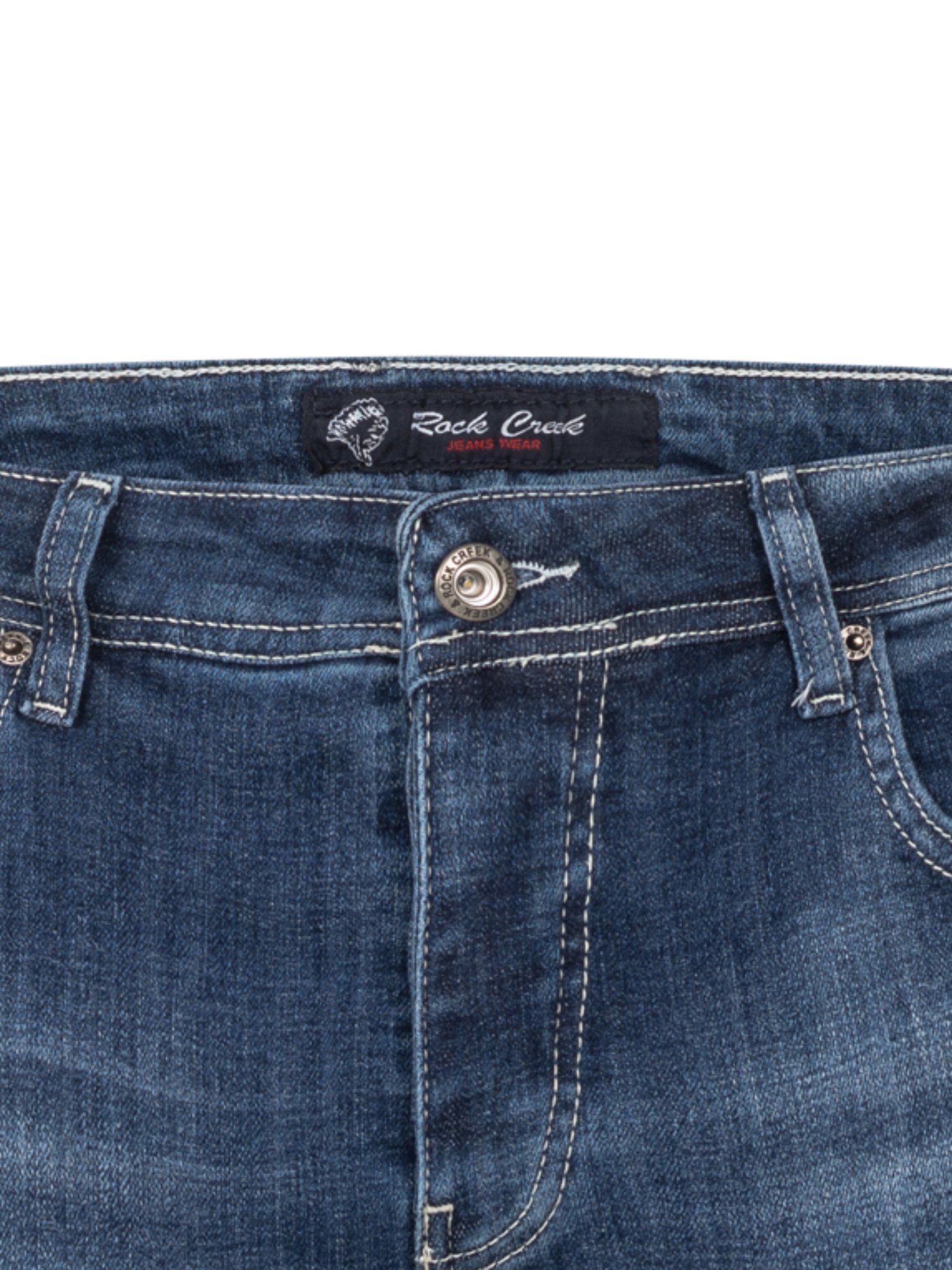 Rock Creek Blau Stonewashed RC-2410 Herren Regular-fit-Jeans Jeans