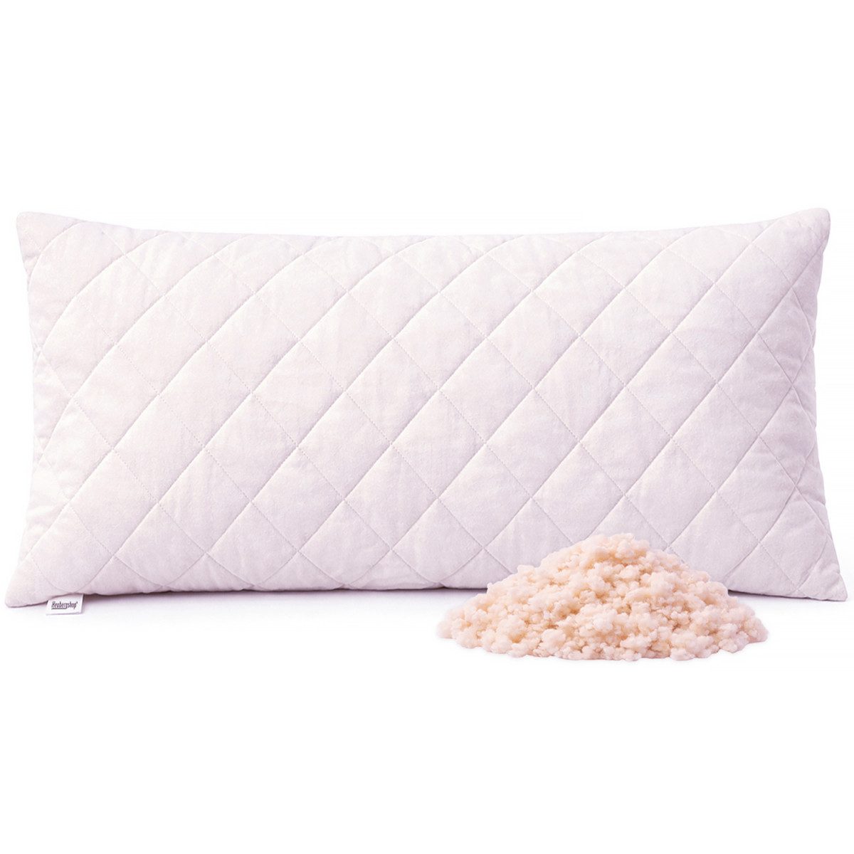 Heubergshop Naturfaserkissen, Füllung: Schafwolle, Bezug: 100% Baumwolle, Kissen 40x60cm Gefüllt mit Schafwollkügelchen (Schurwolle 40x60 Weiß), Gefüllt mit Schafwollkügelchen kbT