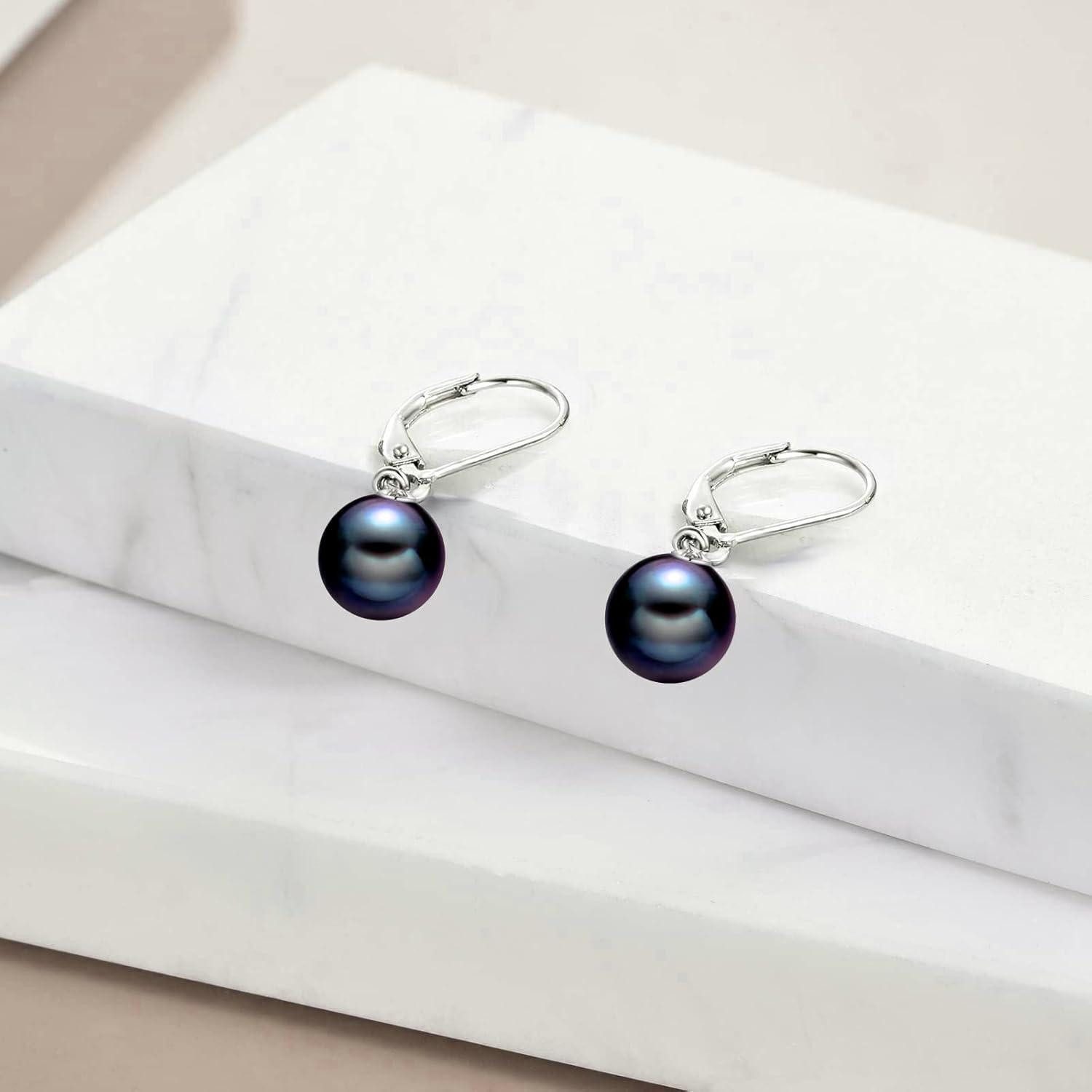 LuxusKollektion Perlenohrringe Ohrringe Perle Sterling Silber Hängend Damen Schwarze Perle
