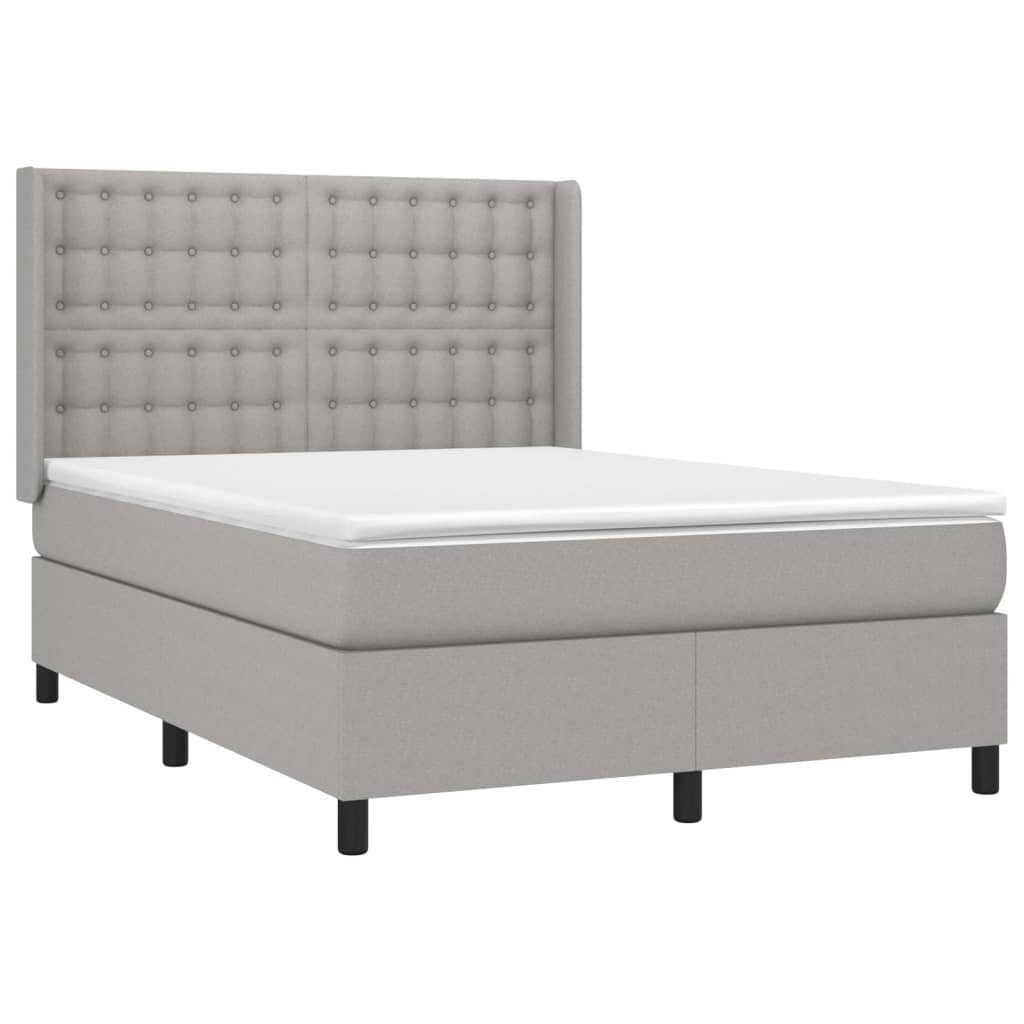 Bett Boxspringbett mit Matratze Hellgrau 140x190 cm Stoff