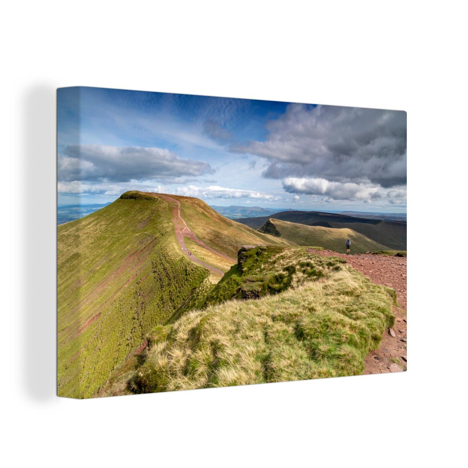 OneMillionCanvasses® Leinwandbild Grüne Berge im Brecon Beacons National Park in England, (1 St), Wandbild Leinwandbilder, Aufhängefertig, Wanddeko, 30x20 cm