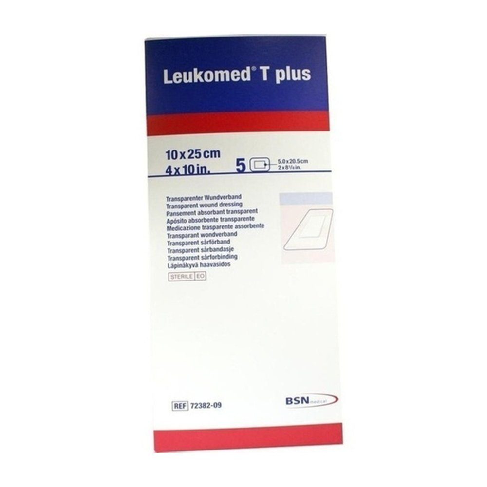 BSN medical GmbH Wundpflaster LEUKOMED transp.plus sterile Pflaster 10x25 cm, 5 Stück (5 St., 5x sterile Pflaster 10x25 cm), Transparenter Wundverband