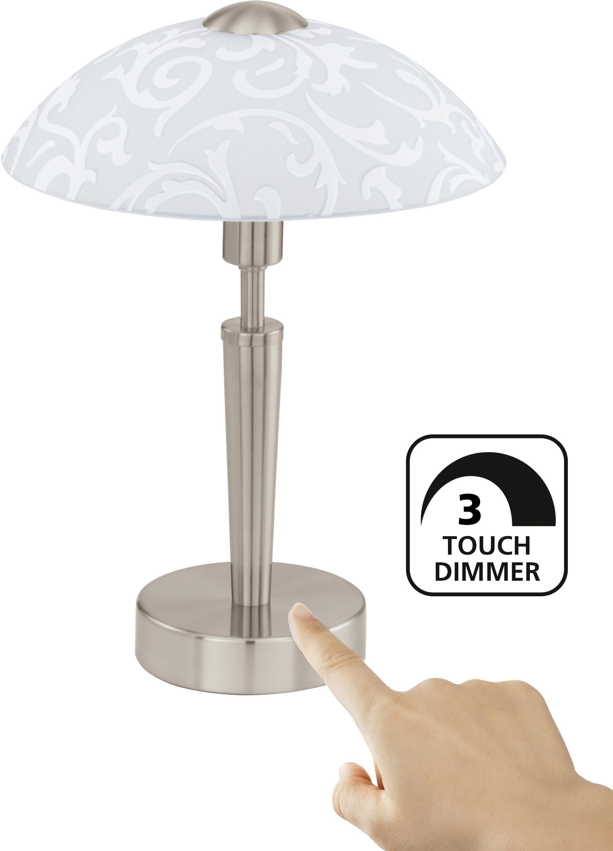 EGLO Tischleuchte SOLO Tischlampe, Stahl und Glas, E14, IP20, Schreibtischlampe, Lampe, Dimmfunktion, Ein-/Ausschalter, Farbwechsel, ohne Leuchtmittel, Leuchtmi – Bild 4 von 5