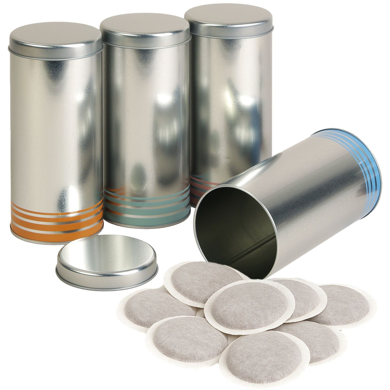 Kaffeedose 4x Kaffeepaddose Vorratsdose Paddose Metall
