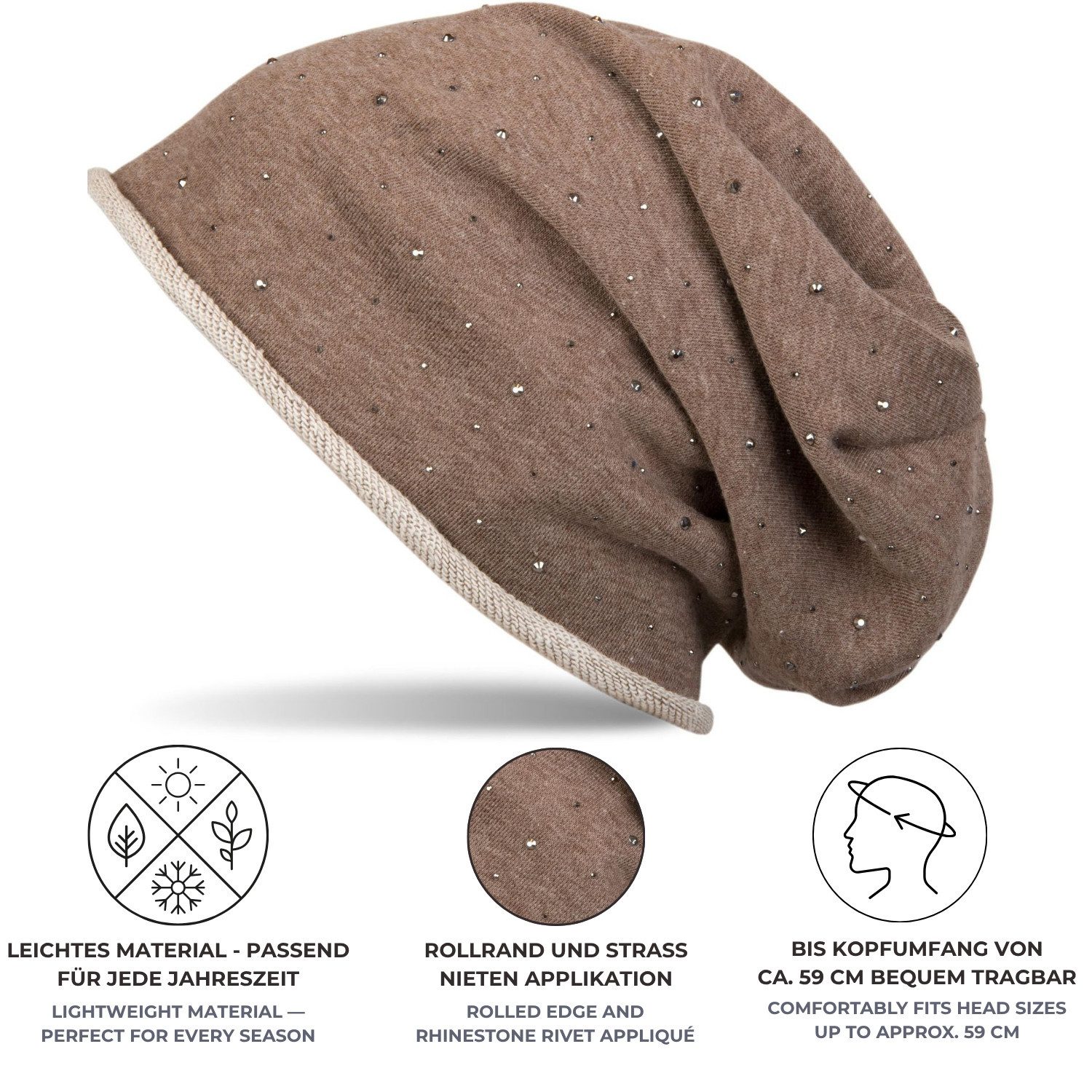styleBREAKER Beanie Beanie mit Strass Nieten (1-St)