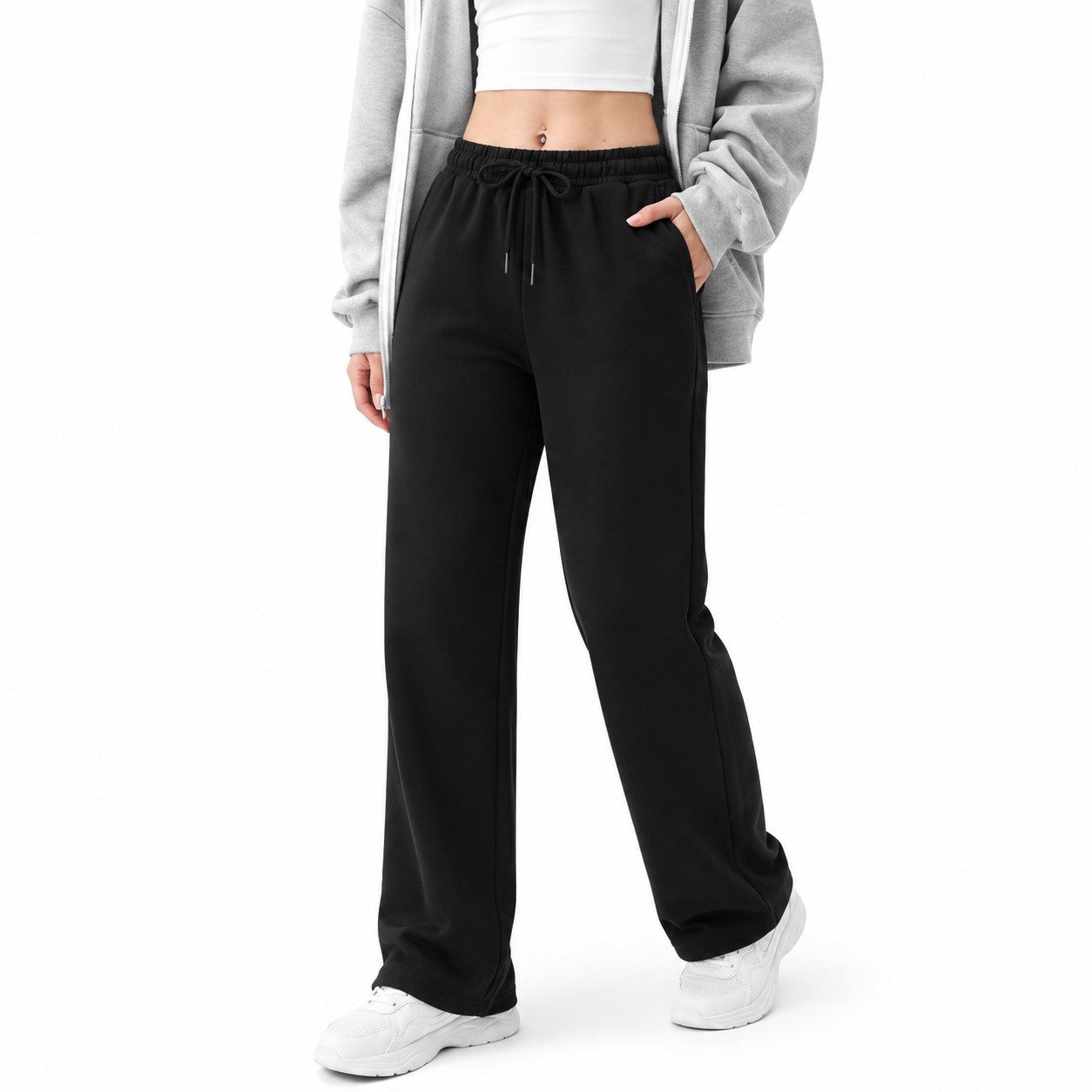 S&S Jogginghose Damen Sweathose Baumwolle Freizeit Sommer Hosen (Packung, 1-tlg., jogginghose für damen) mit High Waist & modernem Wide Leg Schnitt