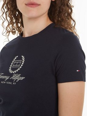 Tommy Hilfiger T-Shirt SLIM FLAG SCRIPT TEE SS mit Logodruck auf der Brust