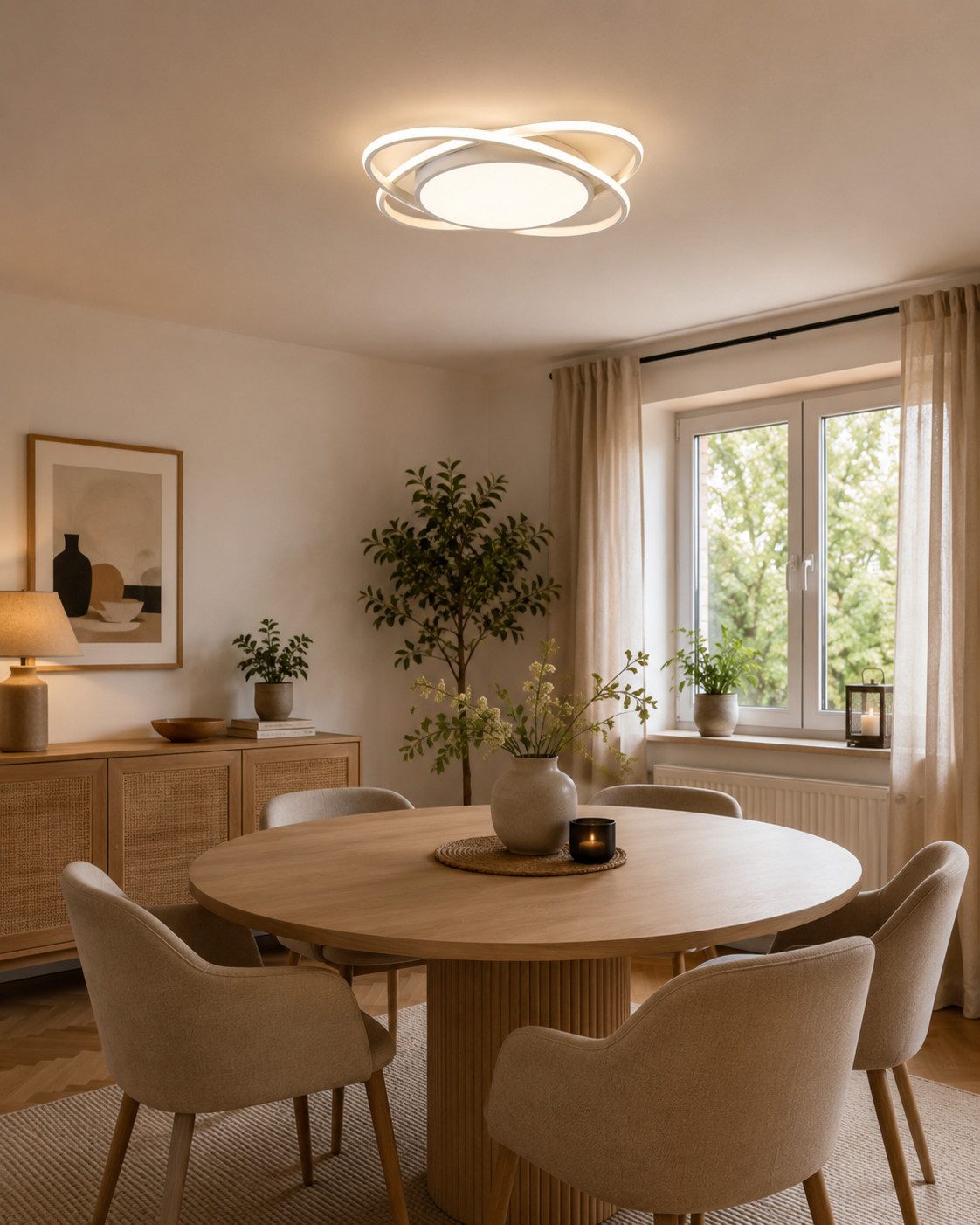 Fyrove Deckenleuchten Deckenlampe Wohnzimmer 53cm mit stufenlos dimmbarer Farbtemperatur, 62W3000-6500k, LED fest integriert, Modern Runde Wohnzimmer Schlafzimm – Bild 4 von 5