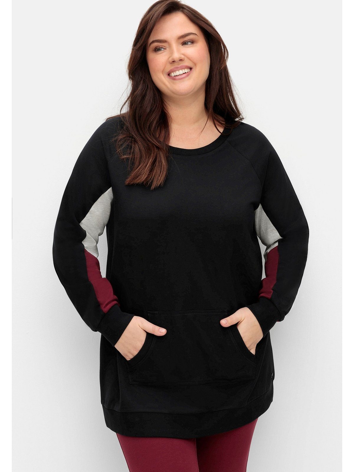 Größen Kontrast-Raglanärmeln Große mit Sheego Sweatshirt