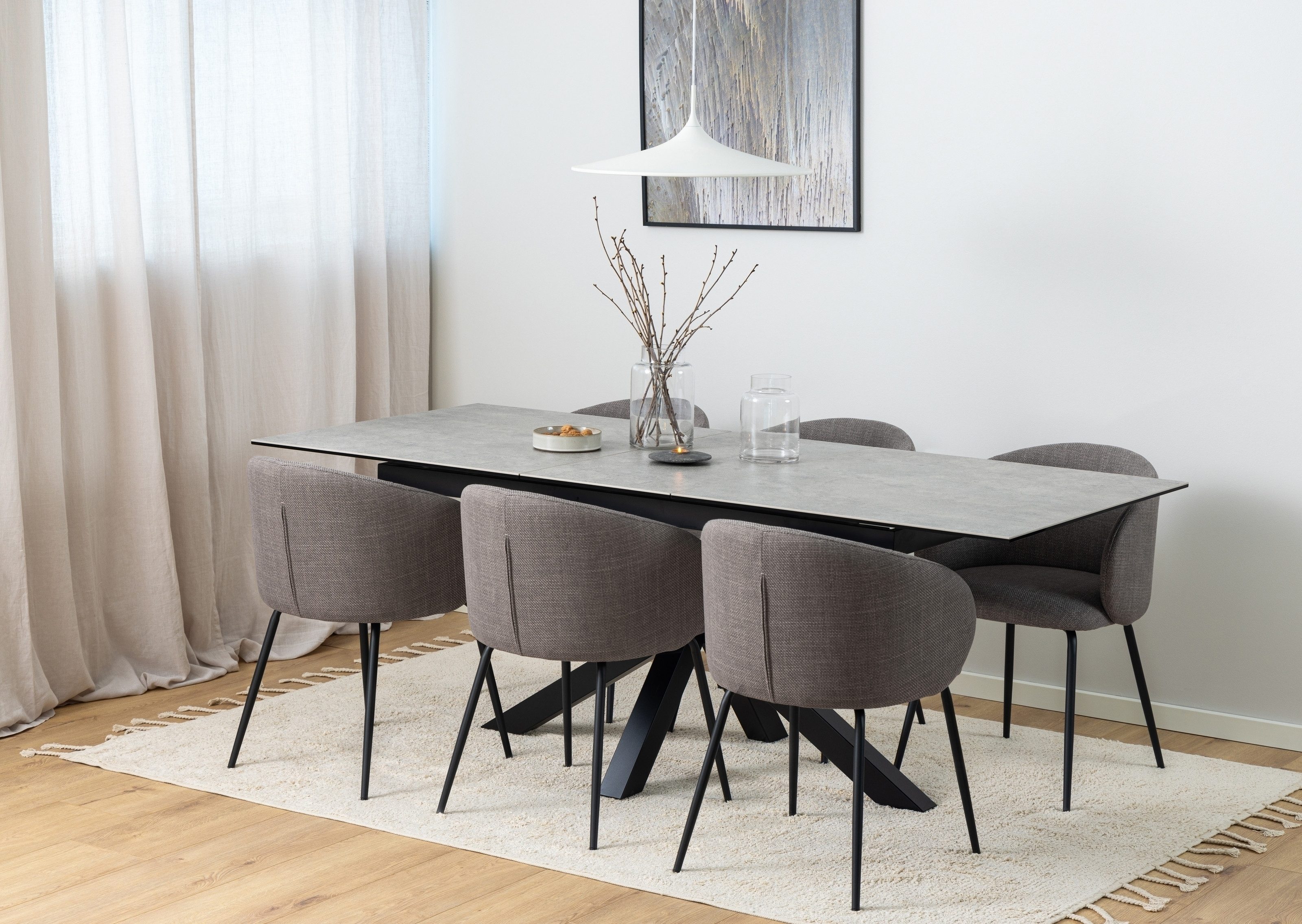 freiraum Esstisch Heaven, in Grau, Glas, keramisch - 210x76x90cm (BxHxT)