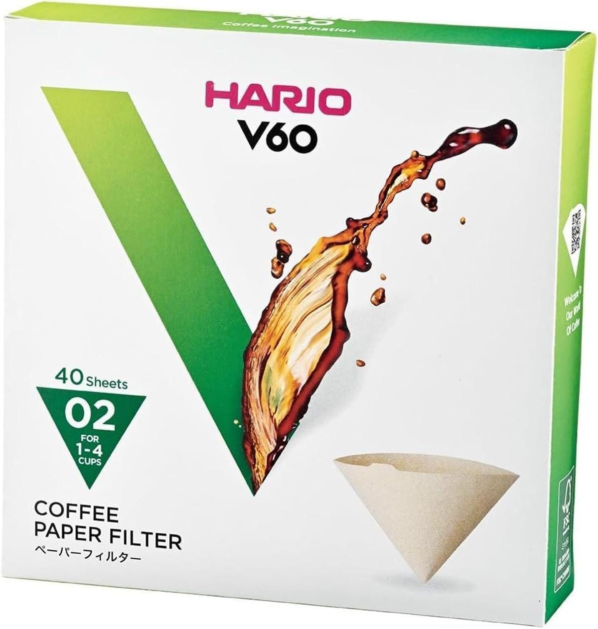 Hario Papierfilter Hario VCF-01 100M Papierfilter natur Pg.= 40 Stück Größe 2 Kafeefilter
