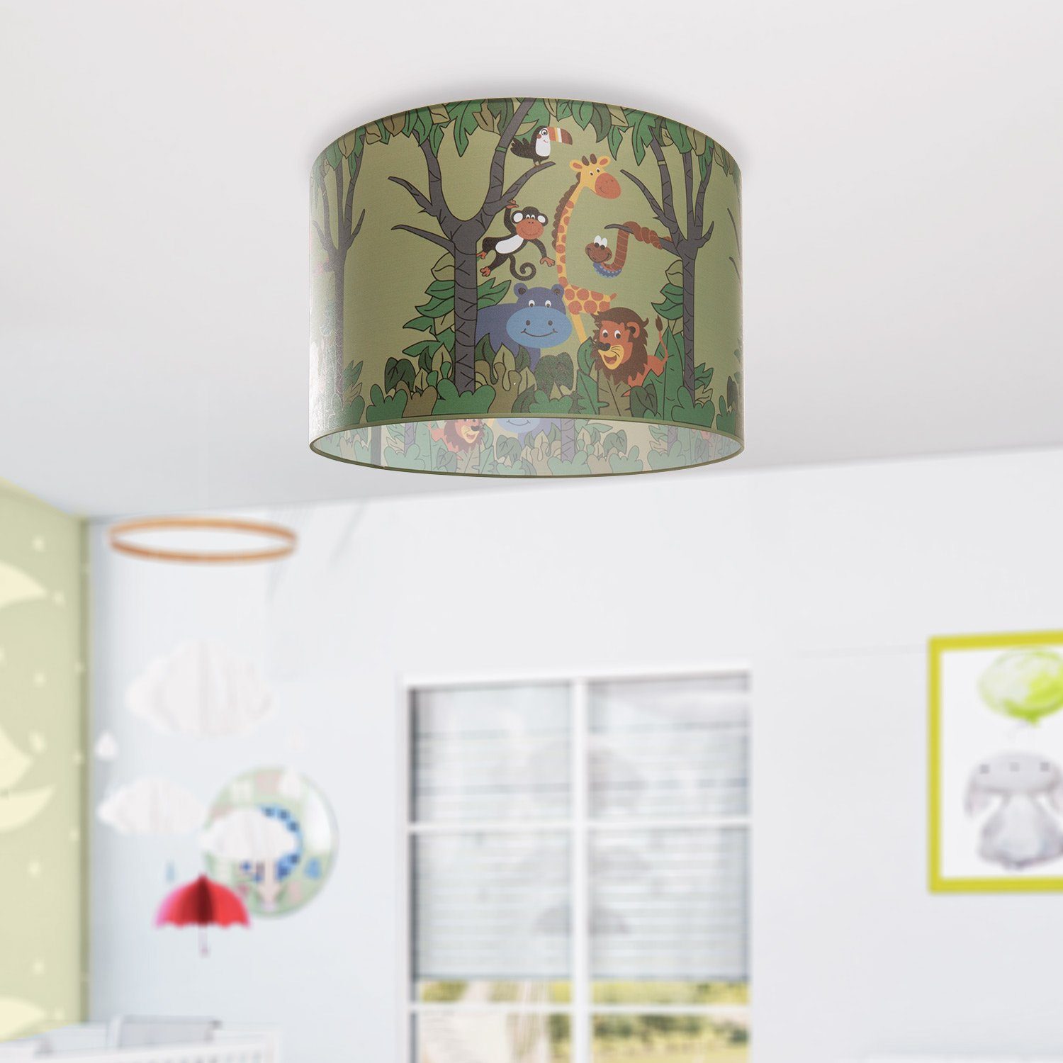 Paco Dschungel 638, Kinderzimmer Kinderlampe E27 ohne LED Deckenleuchte Tier-Motiv Deckenlampe Diamond Leuchtmittel, Home