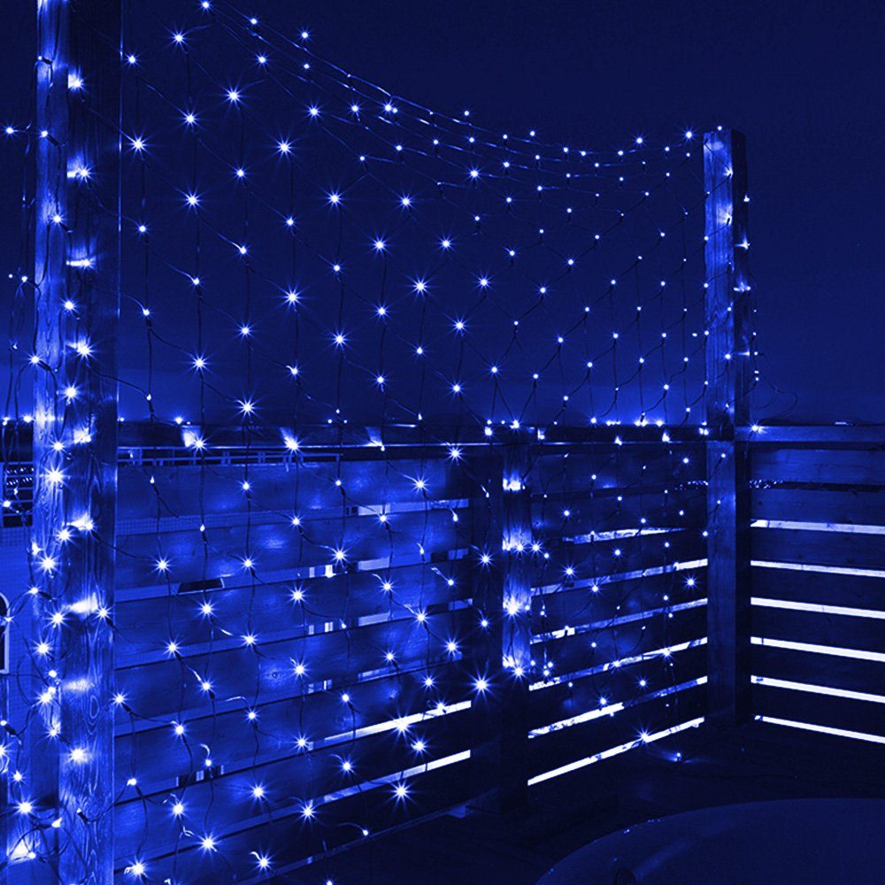 Rosnek LED-Lichternetz Solar Wasserdichte Mesh Lichterkette für Weihnachten Party Garten deko, 1.5*1.5M/3*2M, Solar Lichternetz Außen Inner mit 8 Modi