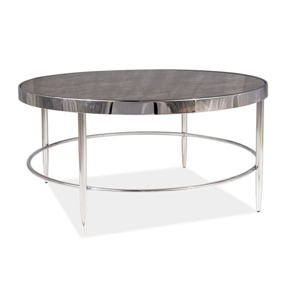 Feldmann-Wohnen Couchtisch Aurora B (runde Tischplatte aus Glas, 1-St., moderne Optik, runde Tischplatte), 82x82x40cm Marmor Chrom