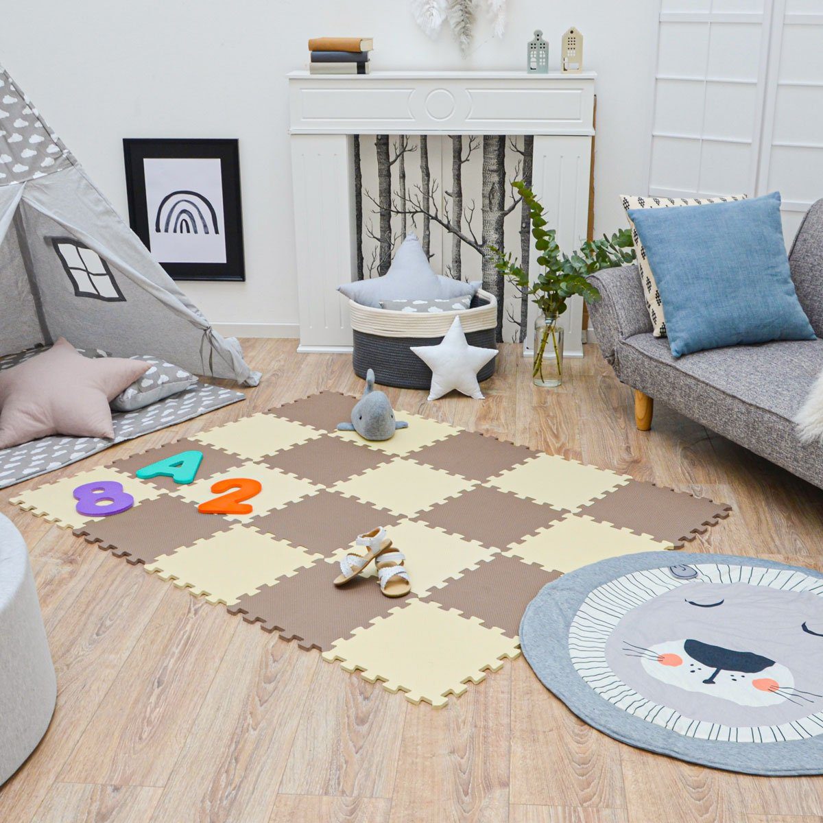 LittleTom Puzzlematte ab dem 1. Tag - 18 Teile Baby Spielmatte - 30 x 30 Kinder Krabbelmatte, (18-tlg), Spielunterlage für Babys und Kleinkinder - Kinderzimmer Puzzleteppich