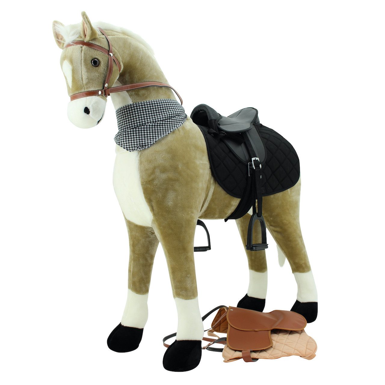 Sweety-Toys Stehpferd Sweety Toys XXL Stehpferd Goldie 120 cm beige & 2 Soundfunktionen