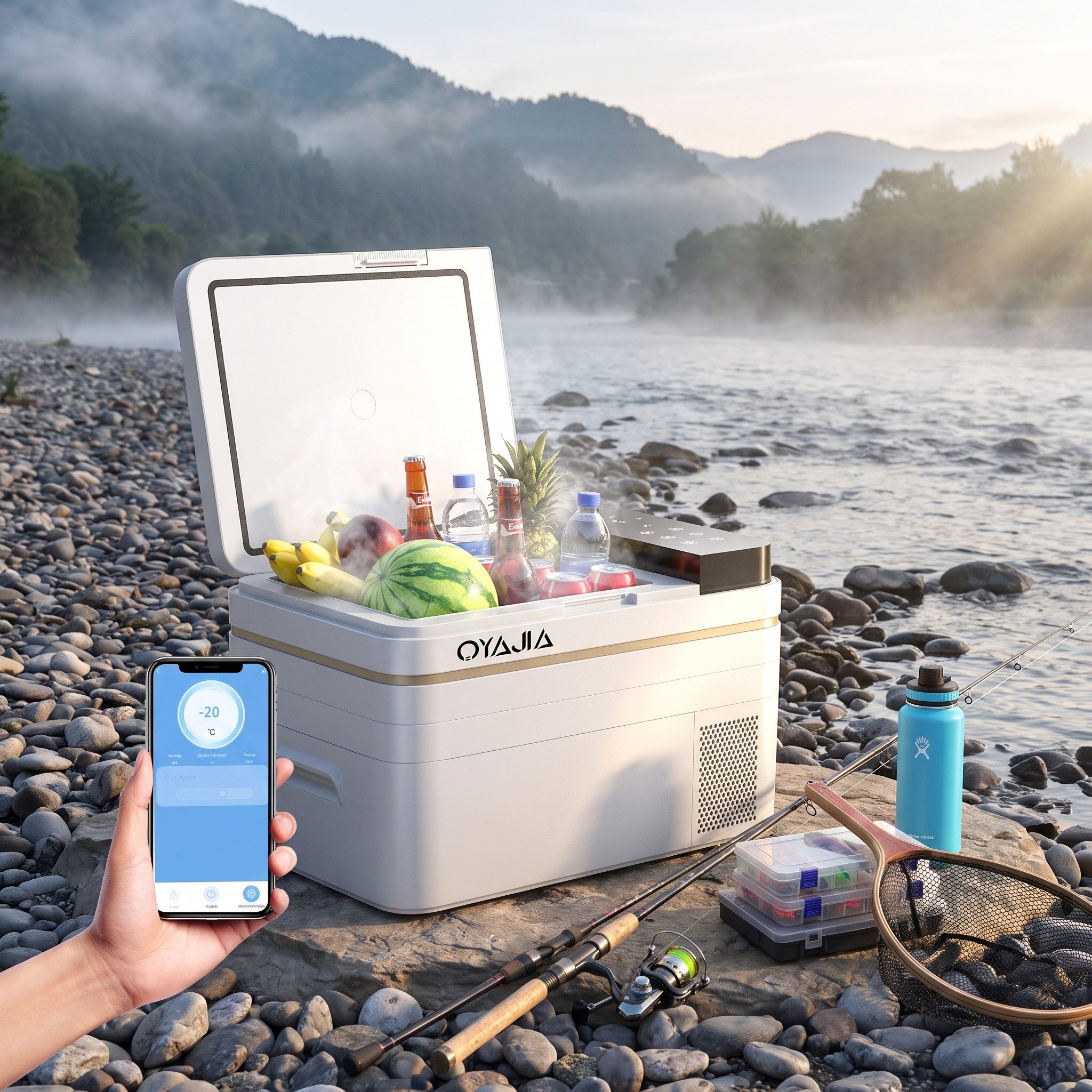 oyajia Elektrische Kühlbox Kompressor Gefriertruhe mobiler Kühlschrank, Kühltruhe, Gefrierbox, 30 l, Mit APP Steuerung, 12/24 V und 100-240 V, -20°C bis 20°C, k – Bild 5 von 5