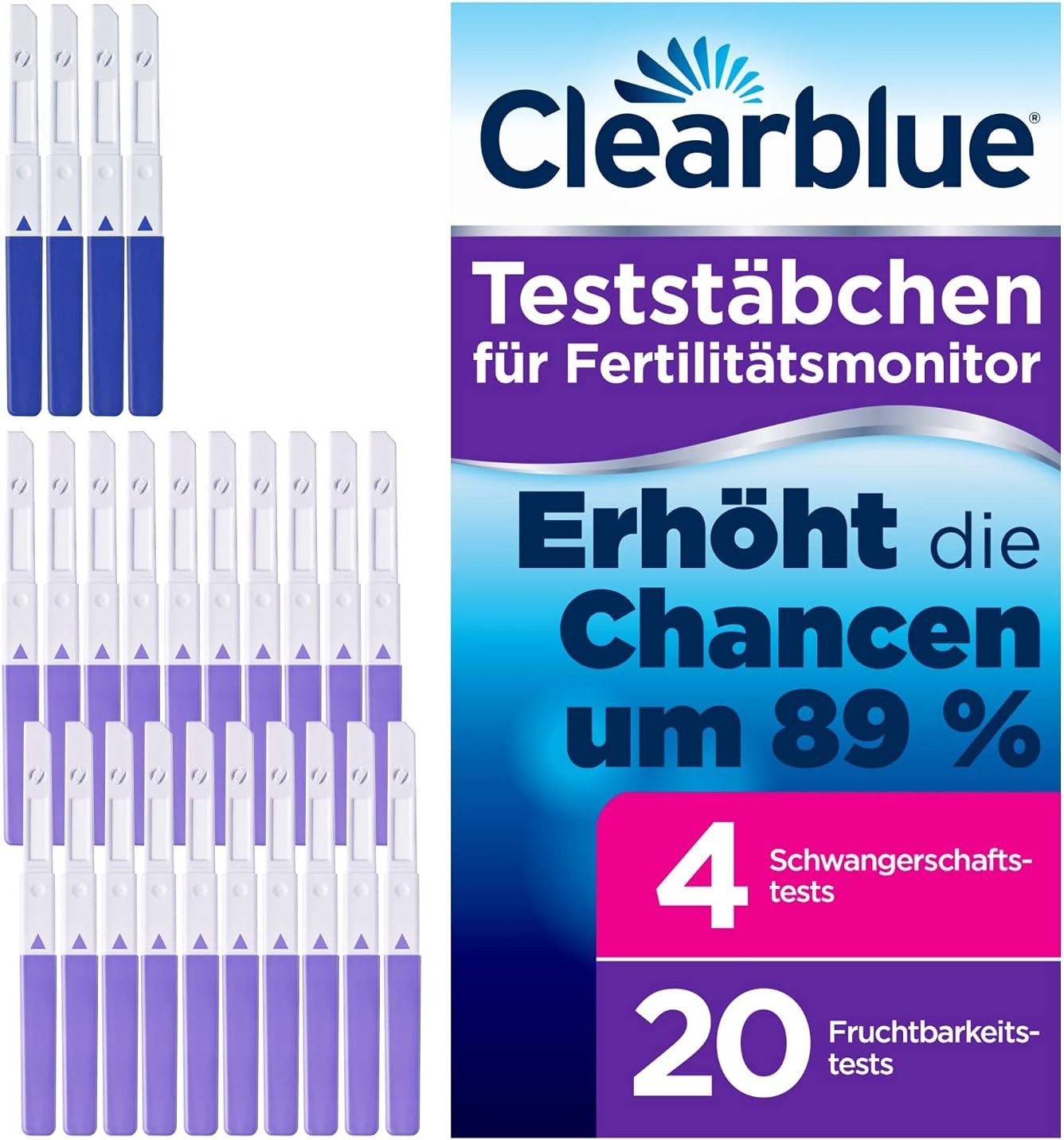 Clearblue Ovulationstest Fertilitätsmonitor Teststäbchen - 20St. + 4 Schwangerschaftstests, 1-tlg.