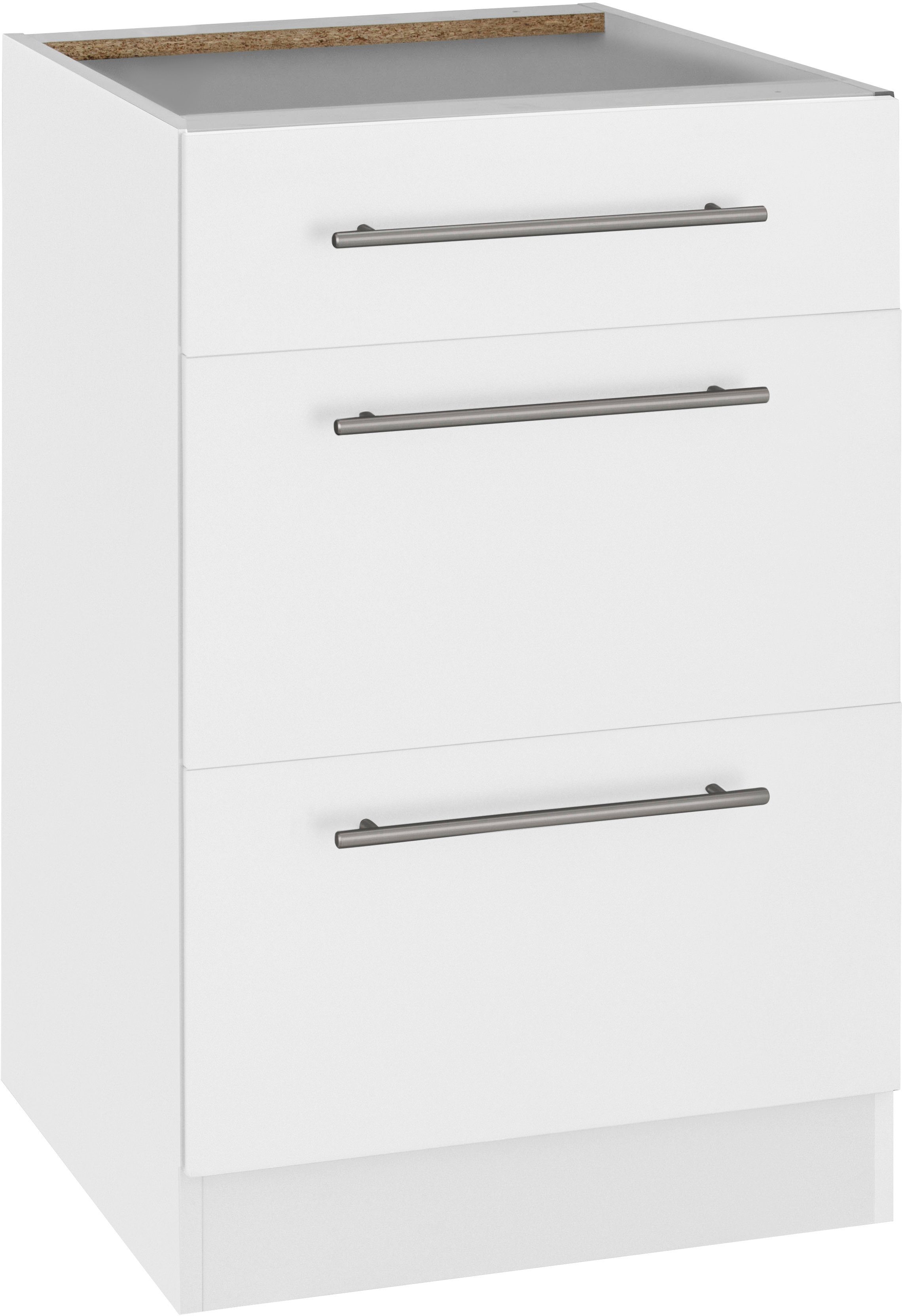 wiho Küchen Unterschrank Unna 50 cm breit, mit 2 großen Auszügen, ohne Arbeitsplatte