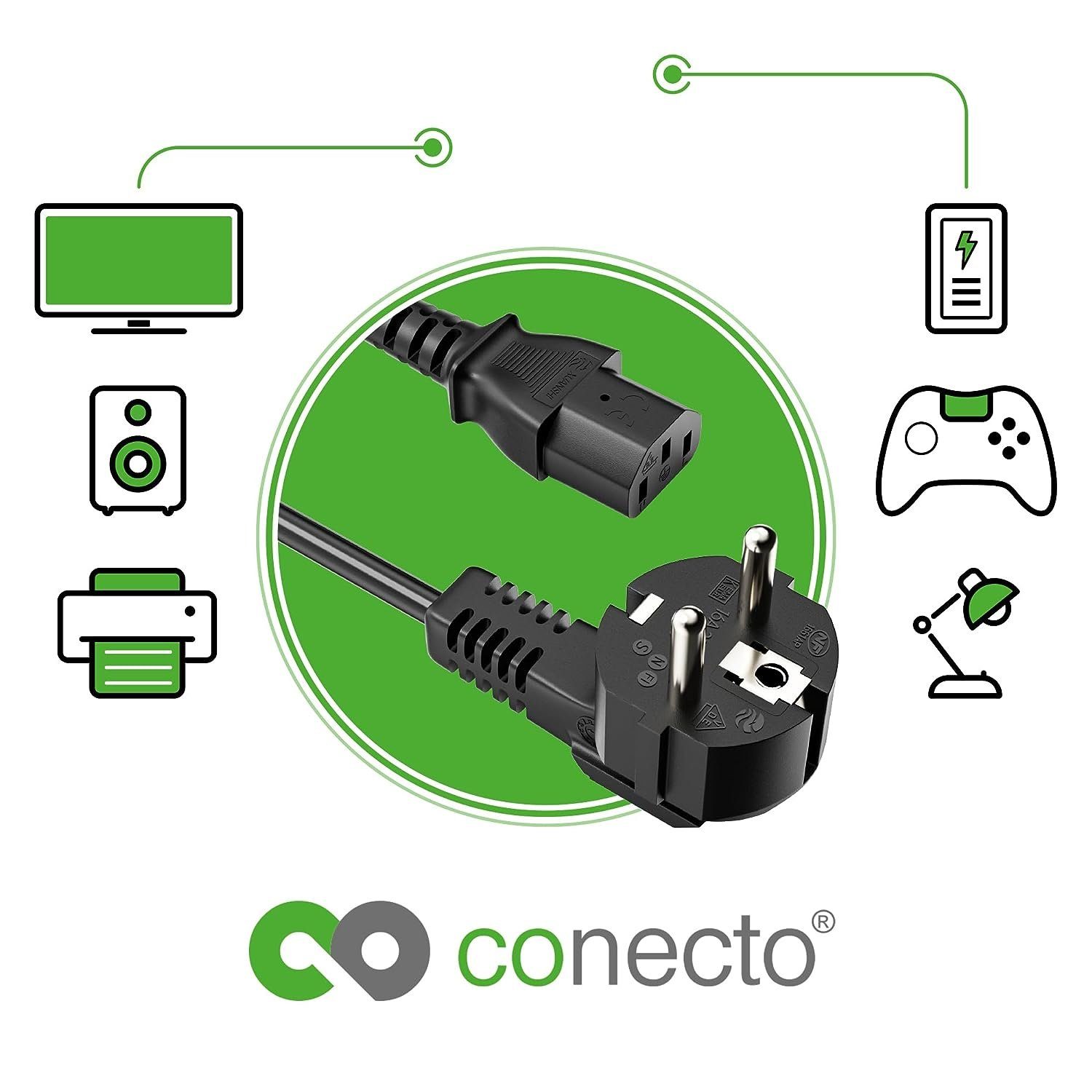conecto conecto Strom-Kabel, Schutzkontakt-Stecker IEC-Buchse auf Stromkabel, 90° (100 C13 cm)