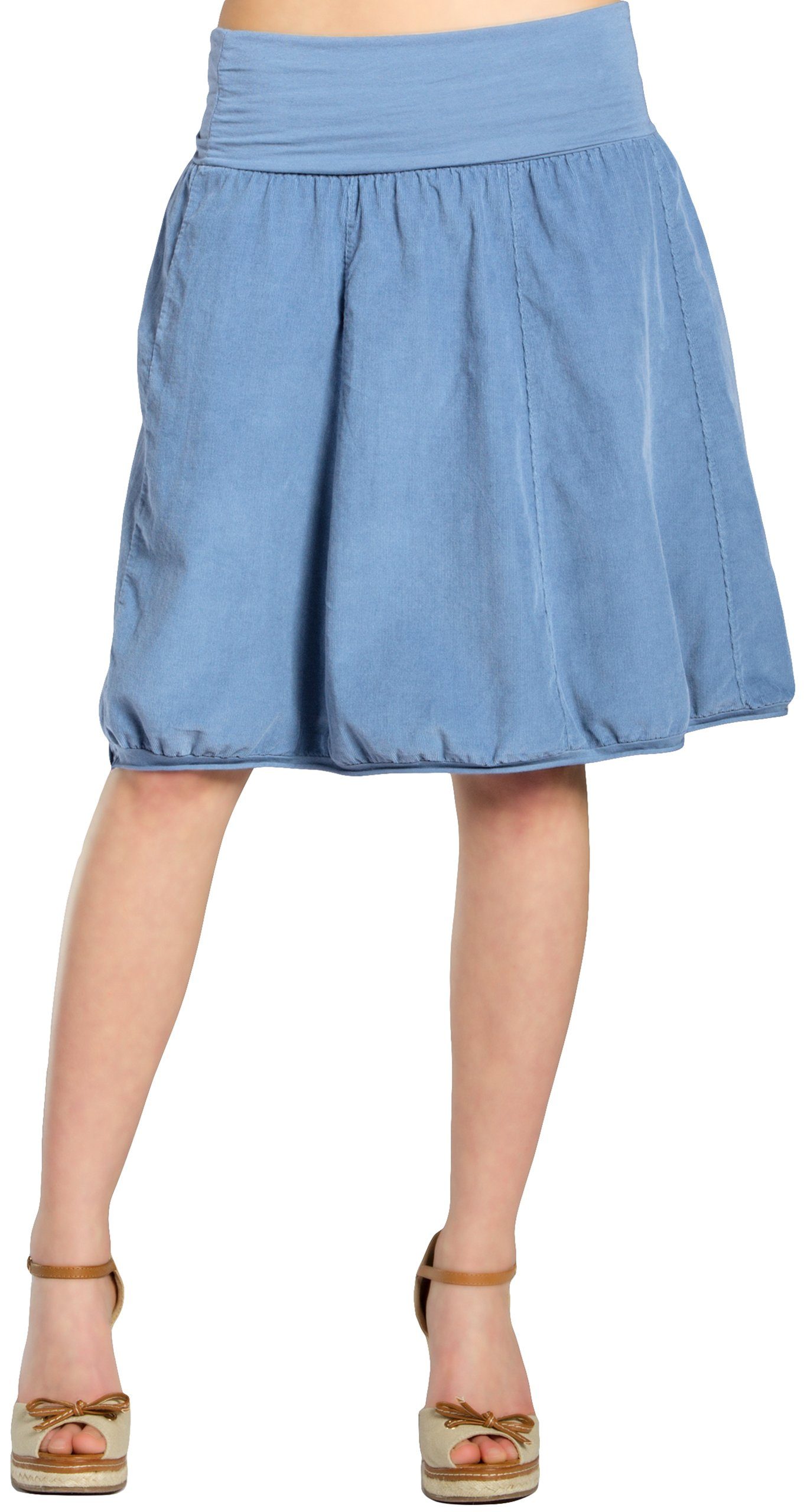 Caspar Faltenrock RO004 Damen Cord Rock knielang mit hohem elastischem Bund günstig online kaufen