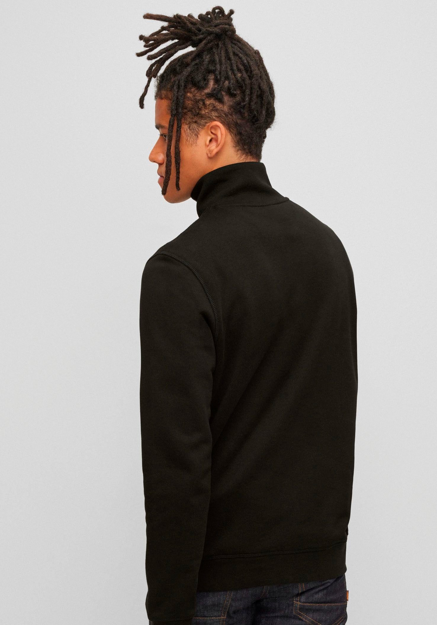 BOSS ORANGE Sweatshirt Zetrust (1-tlg) am Reißverschluss Kragen Schwarz mit