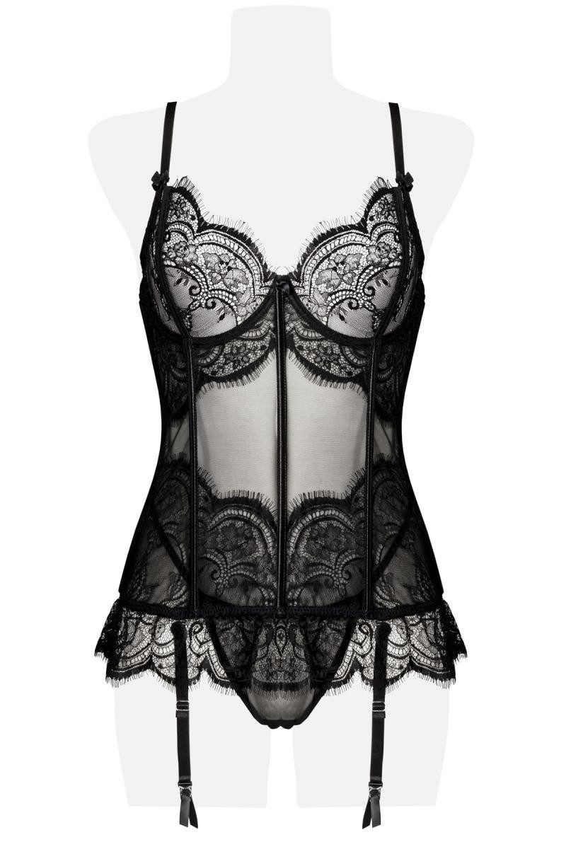 Grey Velvet Corsage 2-teiliges Damen Dessous Lingerie-Corsagen-Set Strapshemd mit String i
