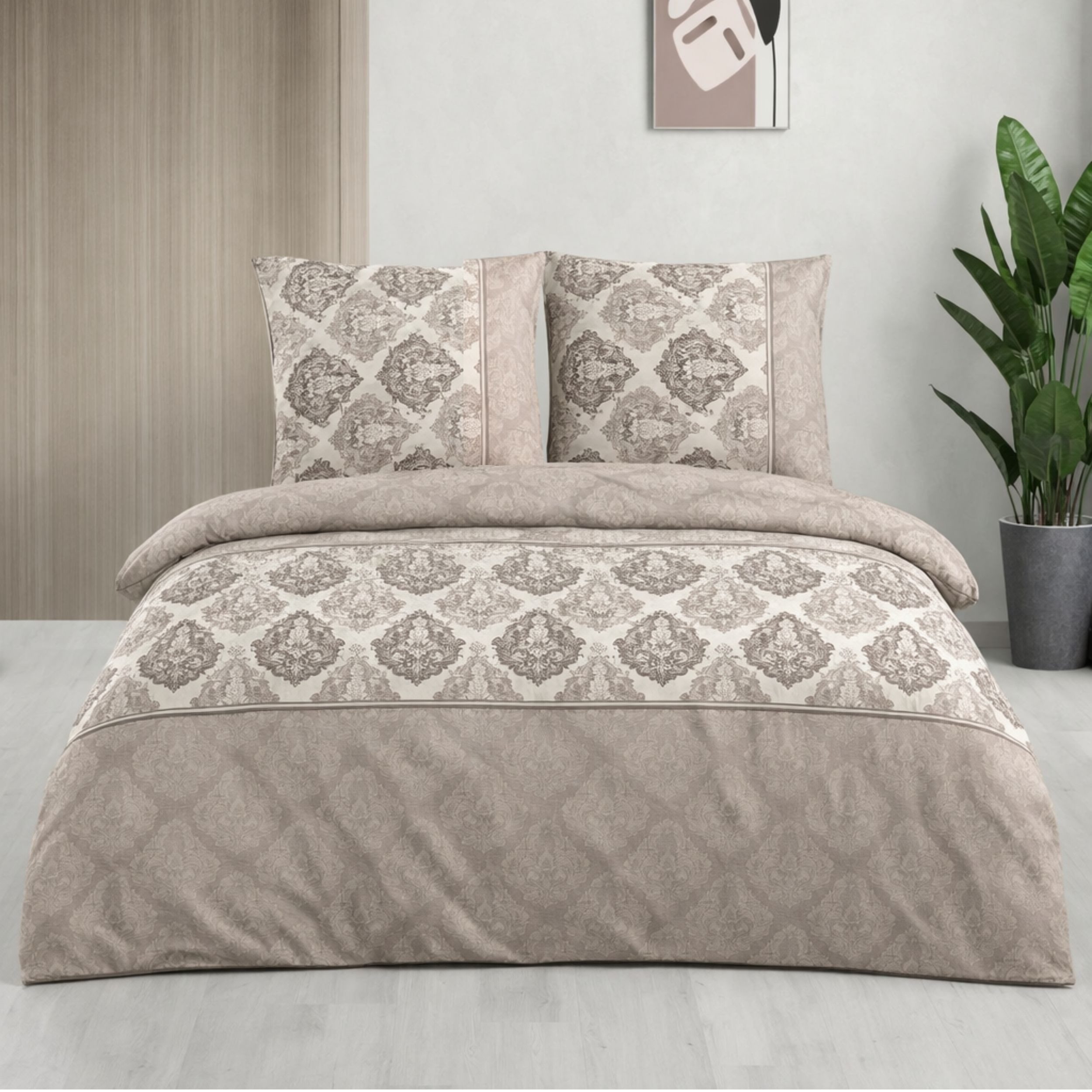 ZIRVEHOME Bettwäsche Baumwolle Bettbezug Ornament Design in Braun, Beige, C günstig online kaufen