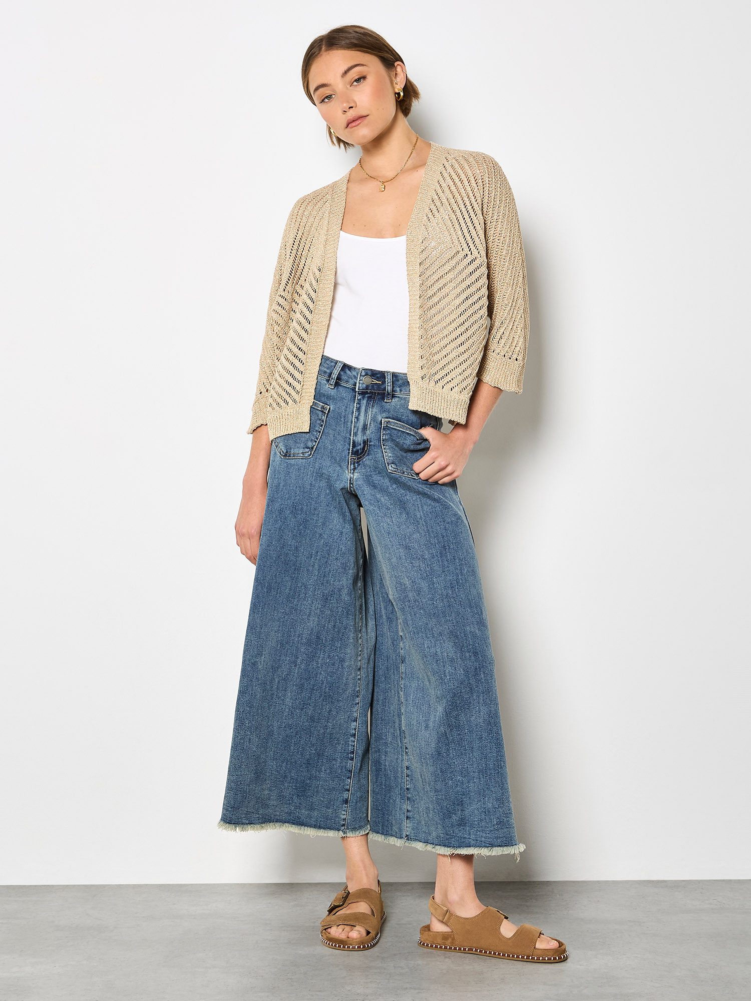 Apricot Cardigan Goldfarbener, schimmernder Strick-Cardigan mit Goldschimmer