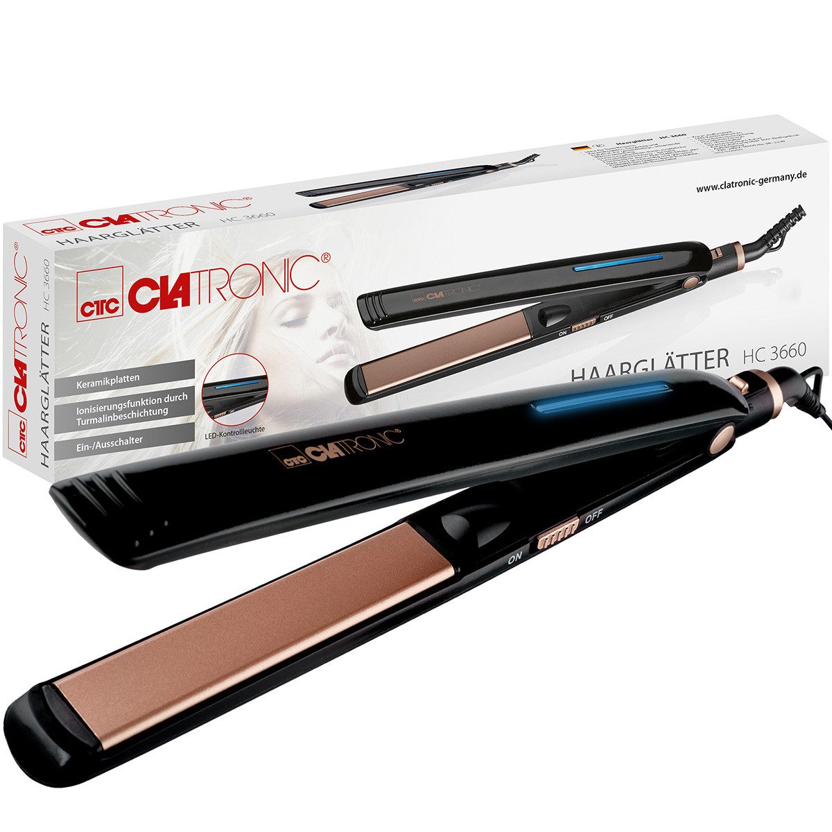 CLATRONIC Haarglättbürste HC 3660, Glätteisen mit Ionisierungsfunktion