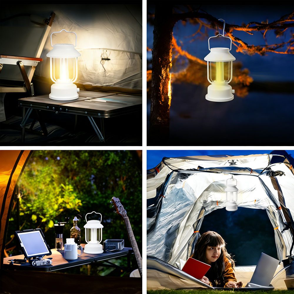 QUBEBU LED Nachtlicht Nachtlicht Tischleuchte USB Aufladbar, Outdoor Tragbare Campinglampe, Standardmodell(Musikwiedergabe nicht möglich), LED fest integriert, Dimmbar und farbwechselnd, mit 2400-mAh-Akku USB-Typ-C-Ladekabel, LED Gartenleuchte, Outdoor Lampe für Camping, Notfall, Stromausfall