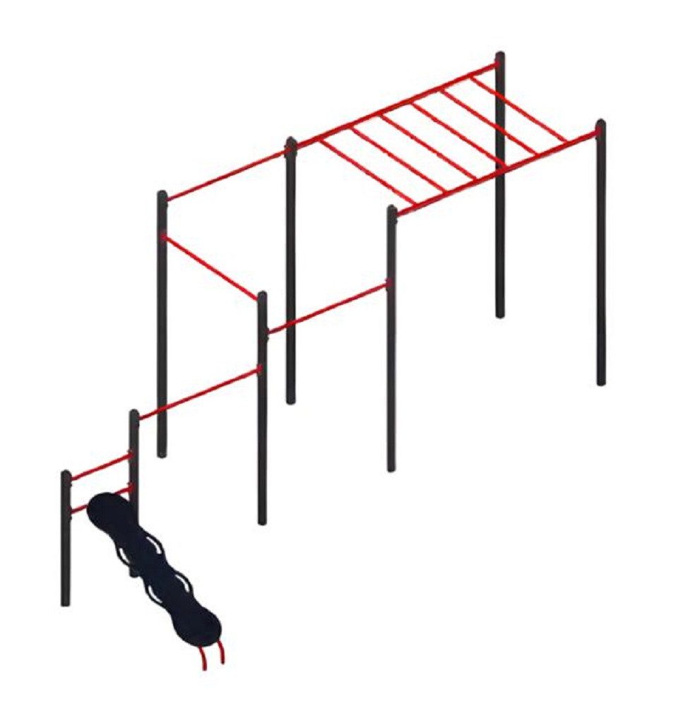 Klettergerüst Sportmodul mit Klimmzugstangen und Kraftstation für Outdoor-Training