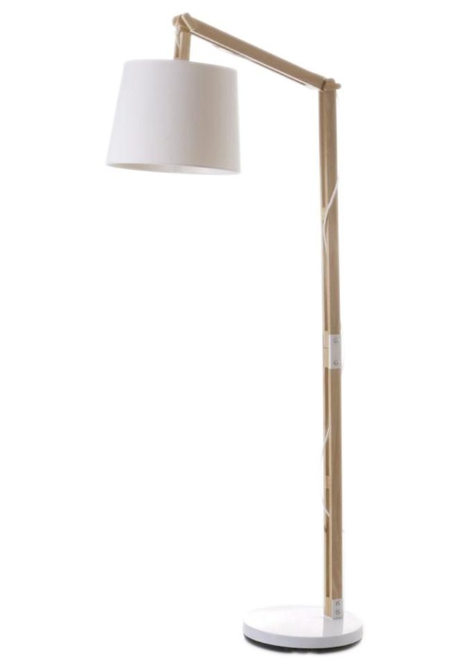 Brilliant Stehlampe Carlyn, Lampe Carlyn Standleuchte 1flg holz hell/weiß 1x  A60, E27, 60W, geei
