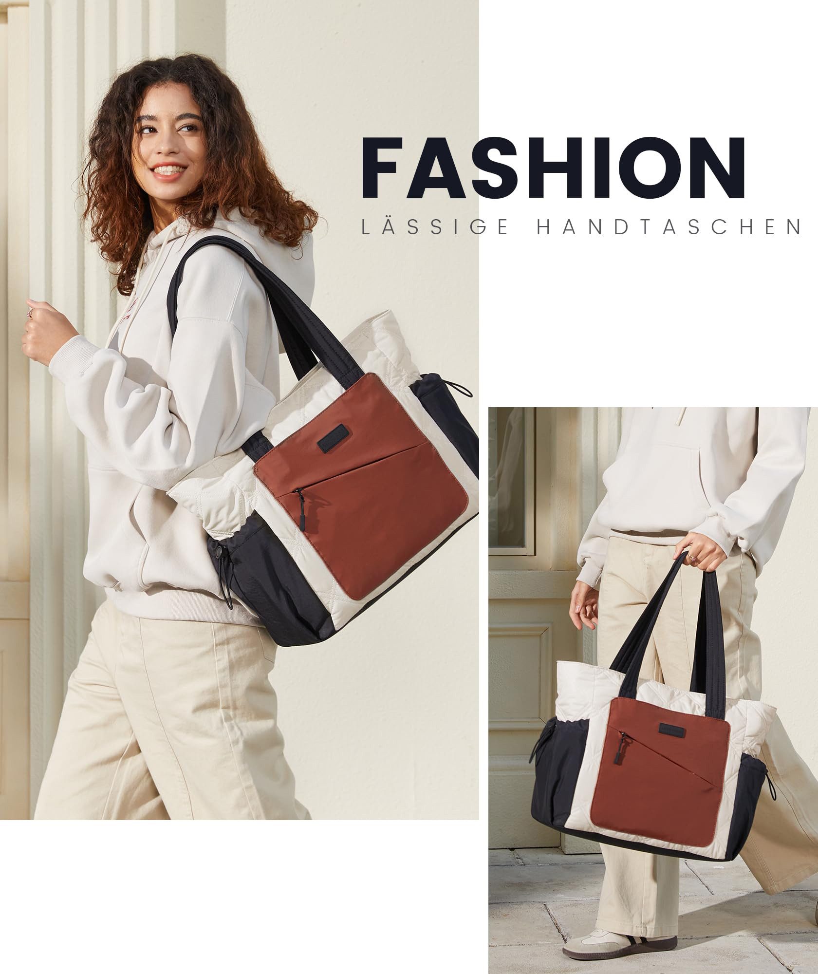 Zaewry Umhängetasche Shopper Tasche Damen Groß, Arbeitstasche Leicht Handtasche, Laptoptasche Schultasche, Bürotasche Lehrertasche – Bild 2 von 5