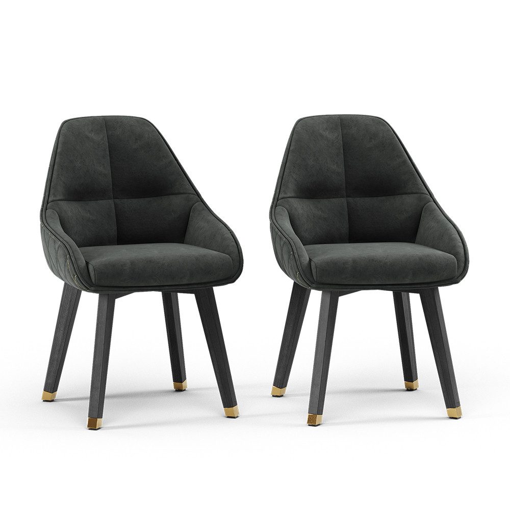 Esszimmerstuhl Goldamo, Schwarz/Gold, 53 x 55.5 cm 2er-Set