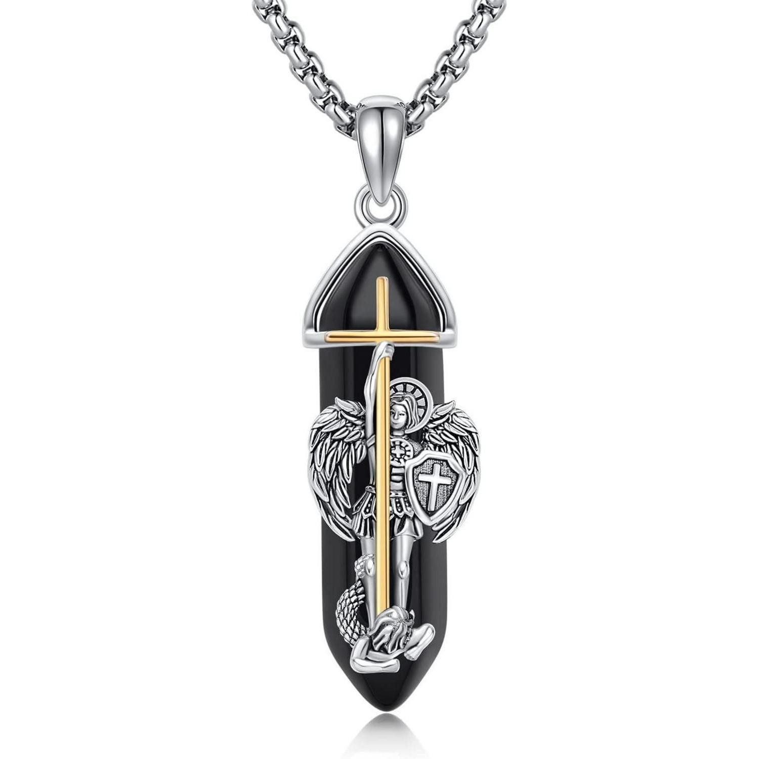 LuxusKollektion Kette mit Anhänger Halskette 925 Sterlingsilber St Michael Geschenk Männer Minimalistisch