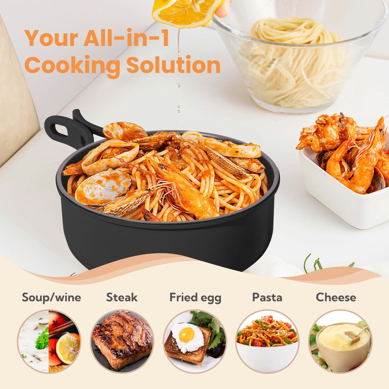 ENFRIFAM Elektrische Multipfanne Elektrische Hot Pot, Multikocher, Elektrische Pfannen, Campingkocher, 700,00 W, Fondue Set, Ideal für Büro Wohnheime Hotels Reisen Wohnwagen