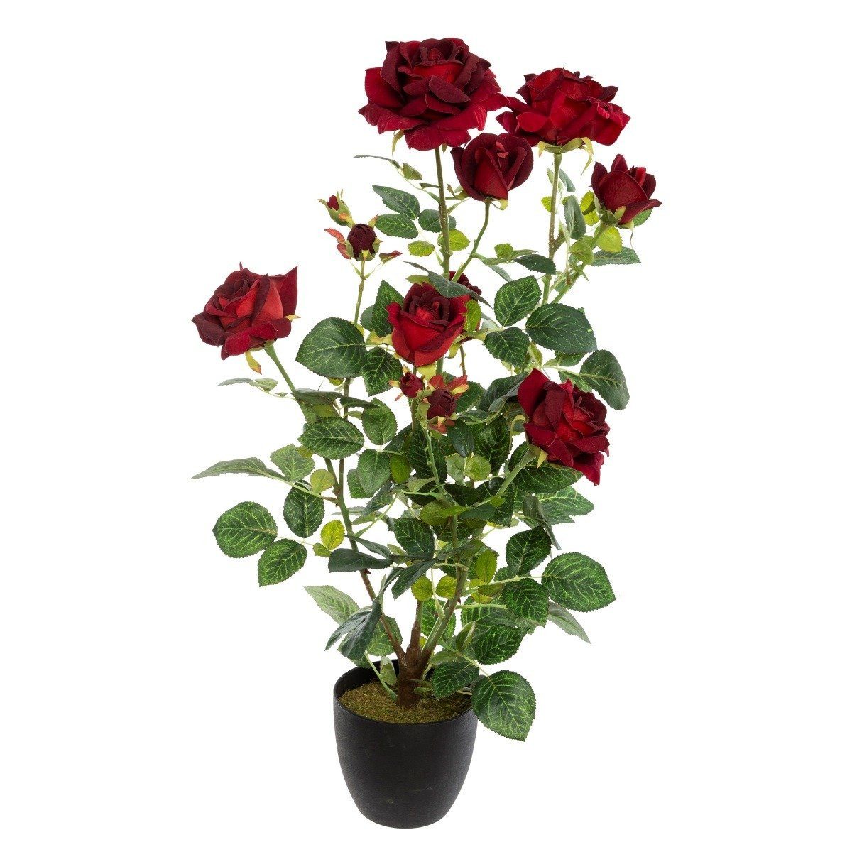 Kunstpflanze Kunstpflanze im Topf STRAUCHROSE, 74 cm, rot Zimmerpflanze, Atmosphera Créateur d'intérieur, Höhe 74 cm