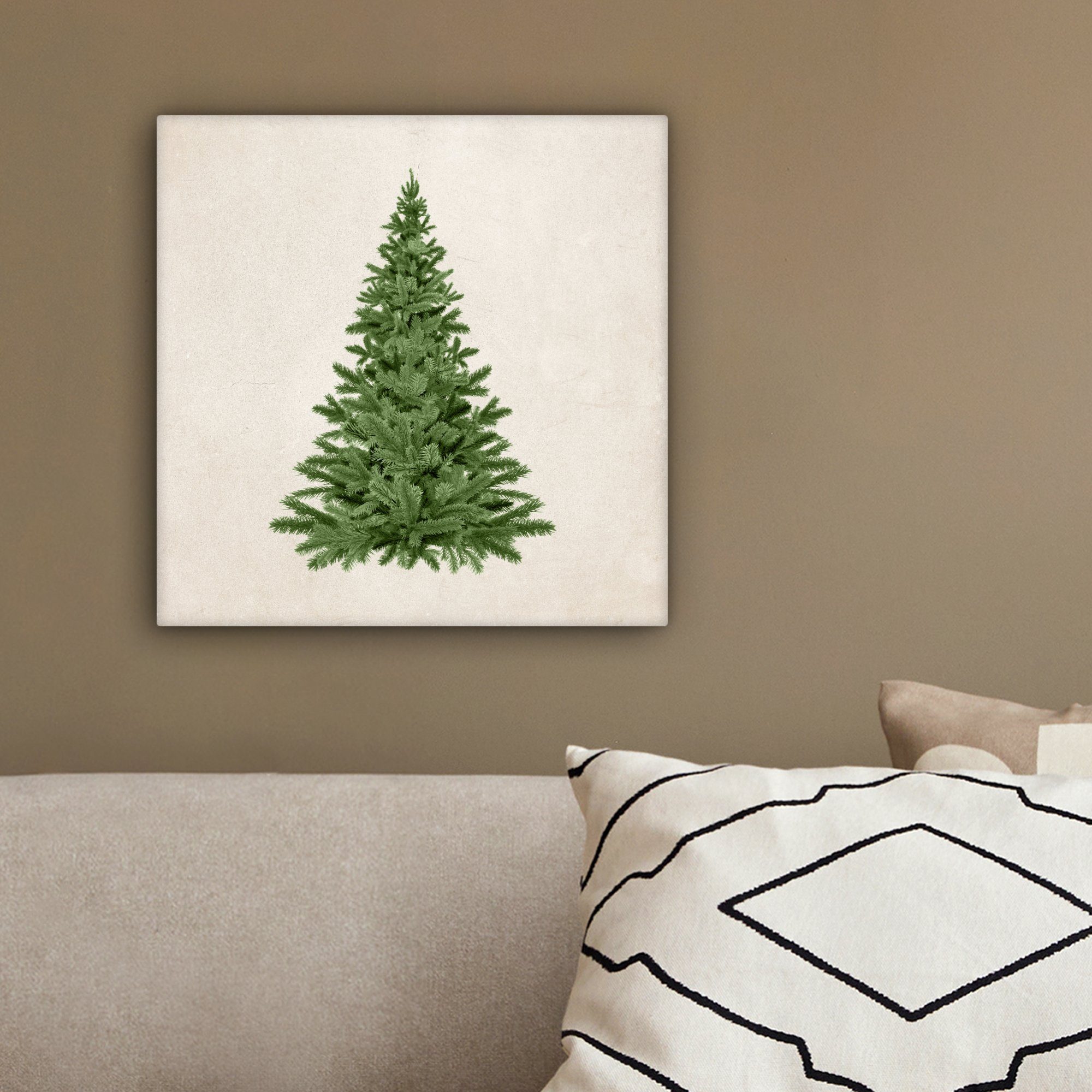 Grün - OneMillionCanvasses® für Leinwand St), Weihnachten - Feiertage, - 20x20 (1 Weihnachtsbaum Leinwandbild Wohnzimmer Schlafzimmer, cm Bilder