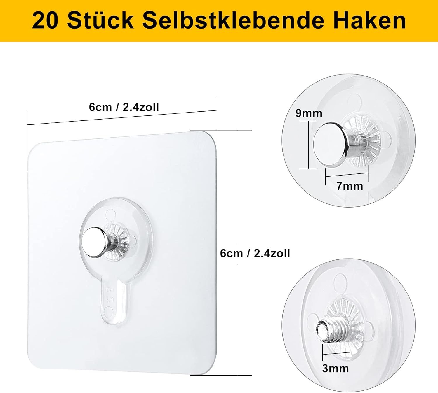 FELIXLEO Klebehaken Bilderhaken Selbstklebend mit Kleiner Schaber, (20-St)