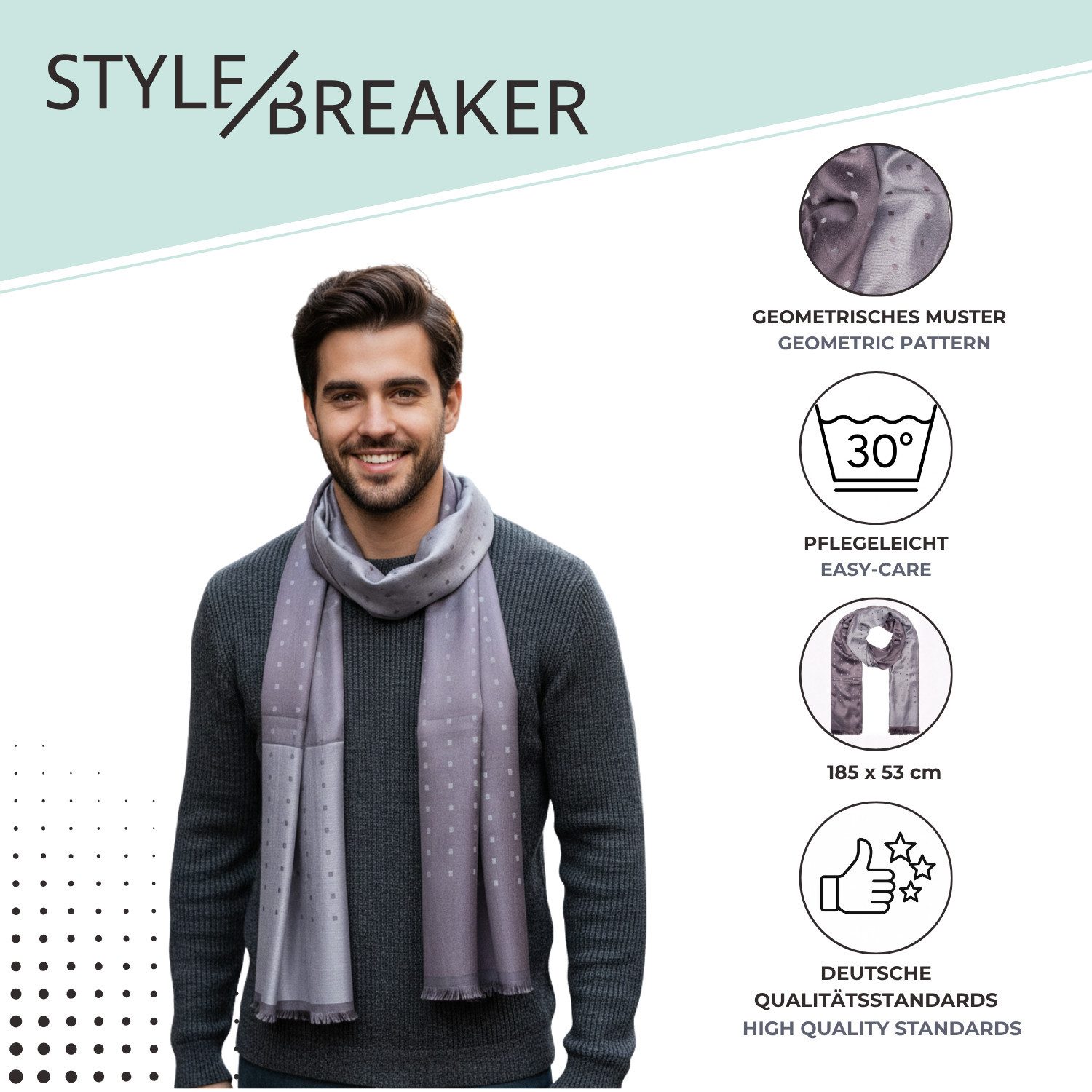 styleBREAKER Modeschal Edler Schal mit Quadratischem Muster, (1-St)