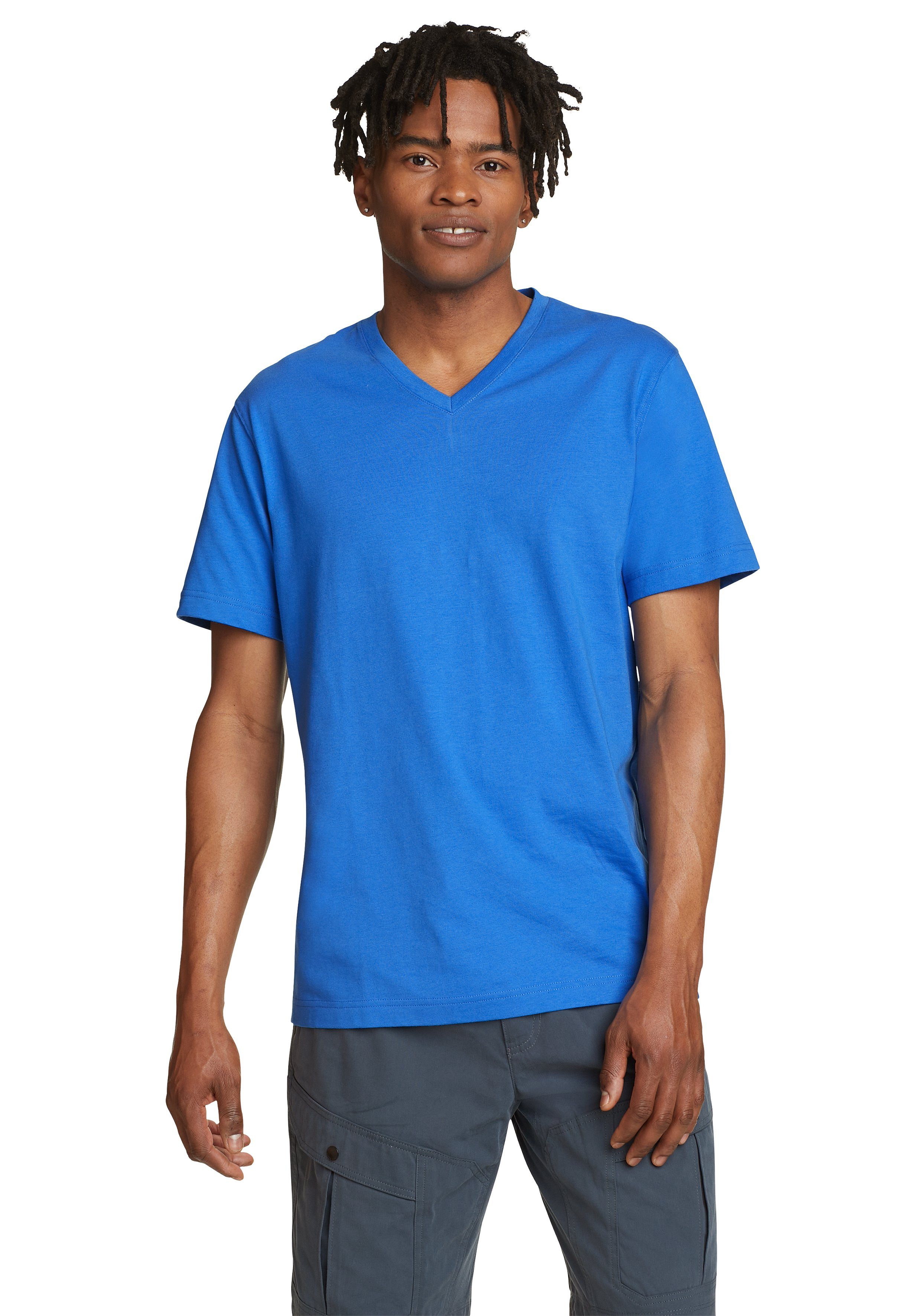 Eddie Bauer T-Shirt Legend Wash Pro Shirt 100% Baumwolle - V-Ausschnitt Brilliantes Blau